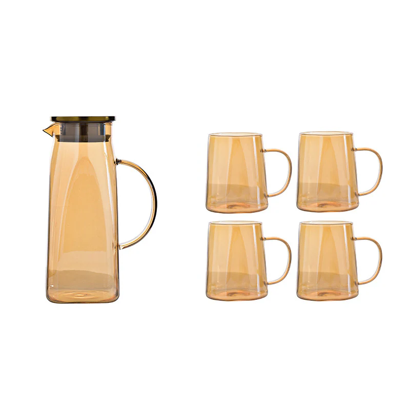 Amber Glass Jug and 4 Cups Set - Image 18