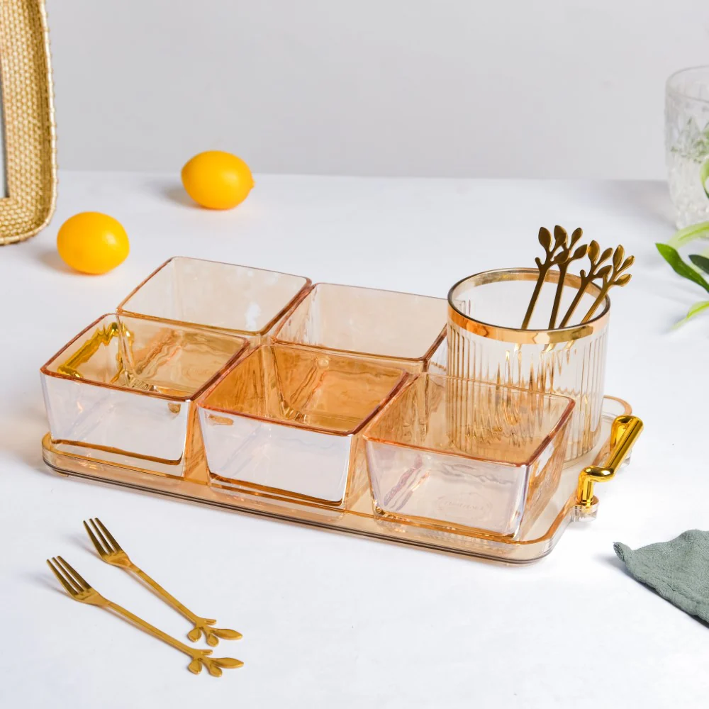 Amber Glassware Set of Bowls Spoons Tumbler - Image 8