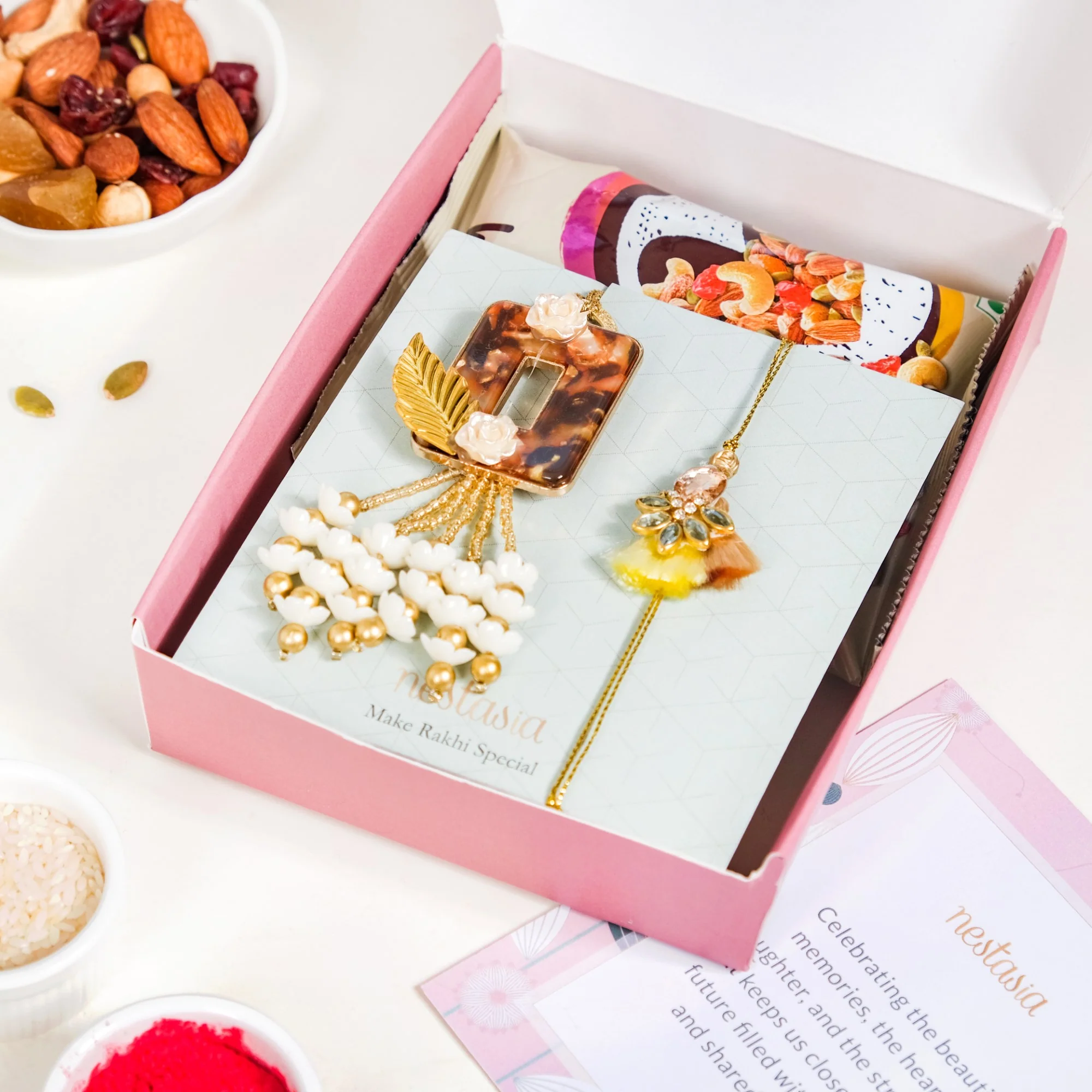 Amber Rakhi Lumba Gift Hamper Set Of 4 In Gift Box - Image 3