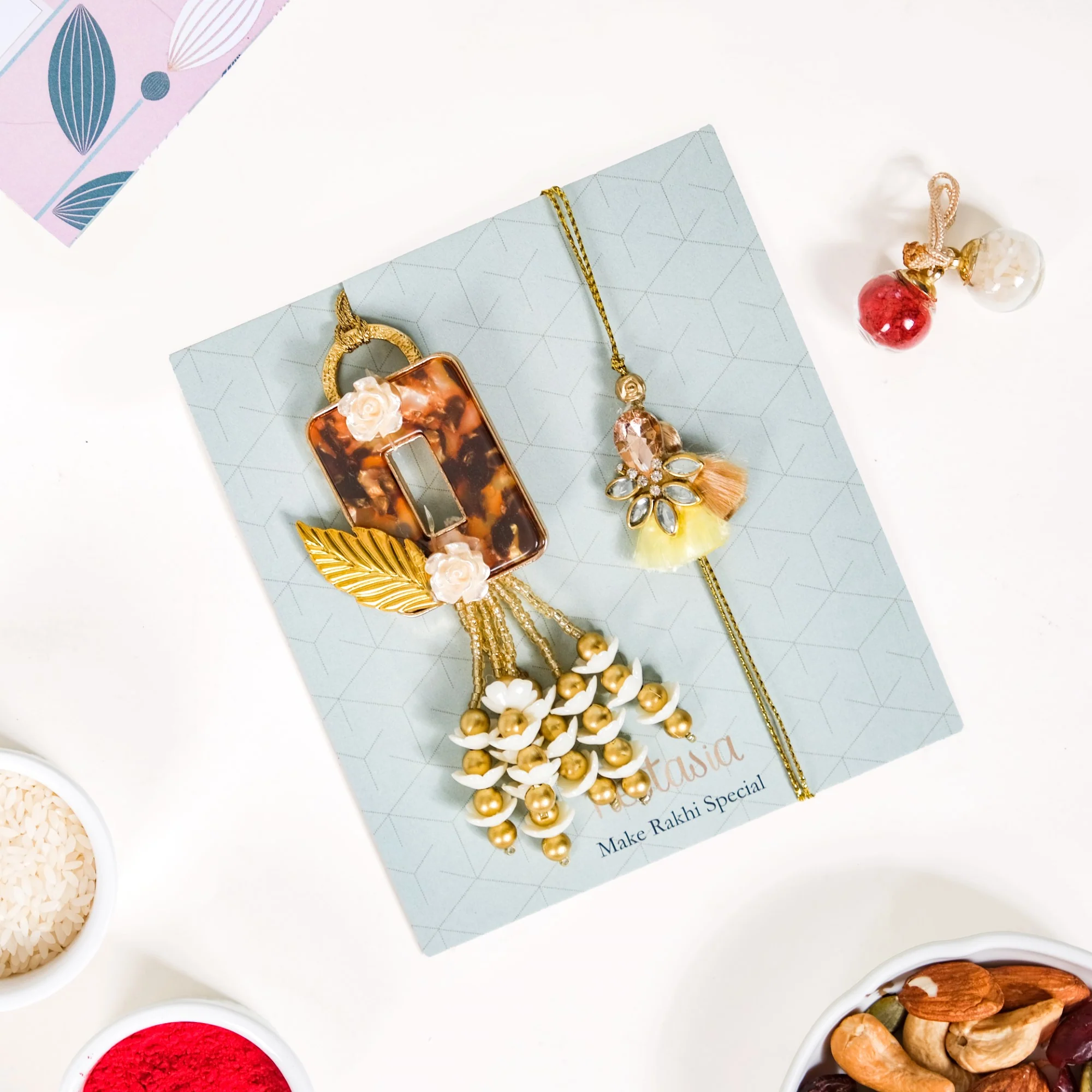 Amber Rakhi Lumba Gift Hamper Set Of 4 In Gift Box - Image 4