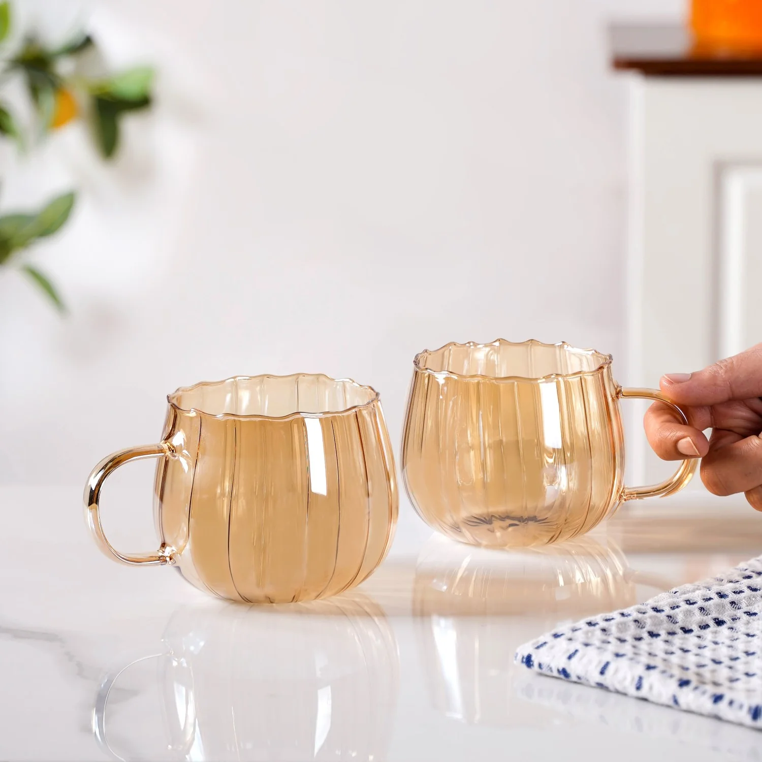 Amber Pumpkin Tea Cup Set Of 2 400ml - Image 2