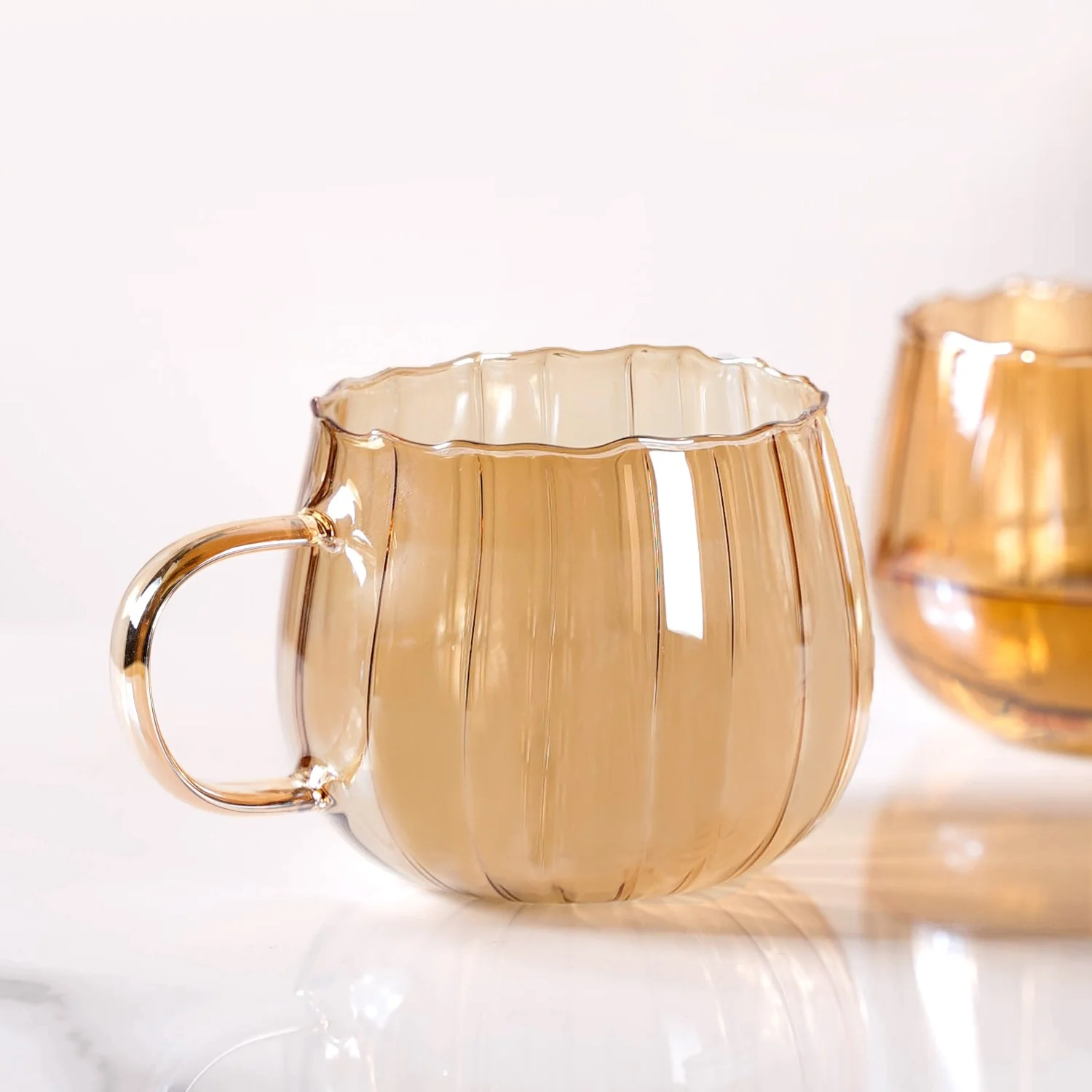 Amber Pumpkin Tea Cup Set Of 2 400ml - Image 3