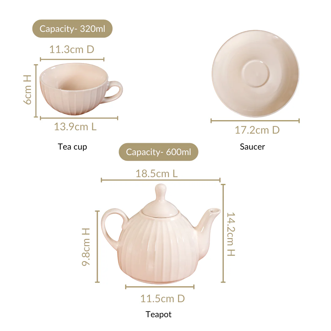 Ambrosia Tea Set With 1 Cup And Saucer Cream - Image 5