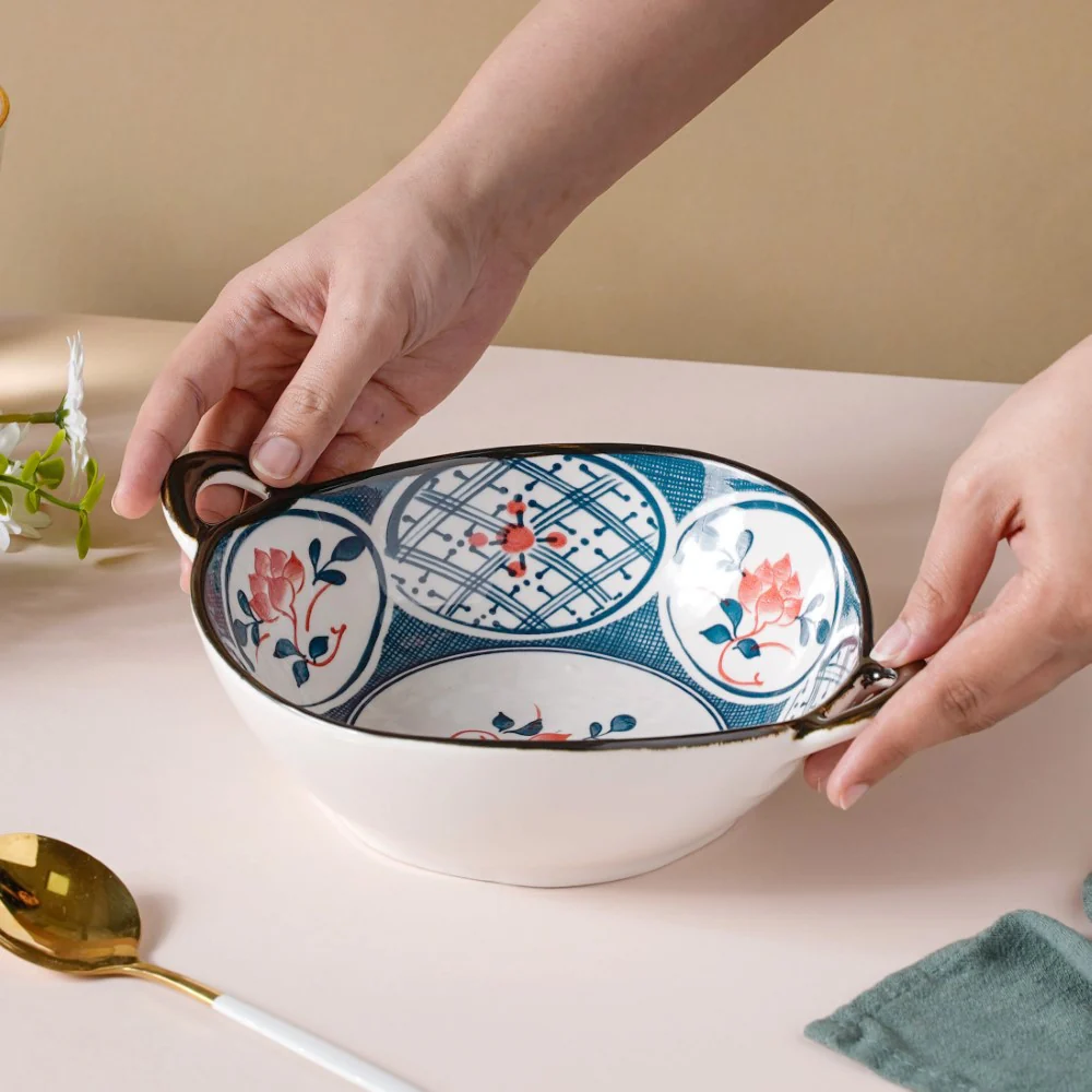 Anhui Ceramic Serving Bowl With Handles 9 Inch 500 ml - Image 2