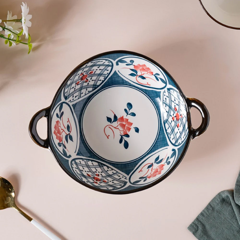 Anhui Ceramic Serving Bowl With Handles 9 Inch 500 ml - Image 3