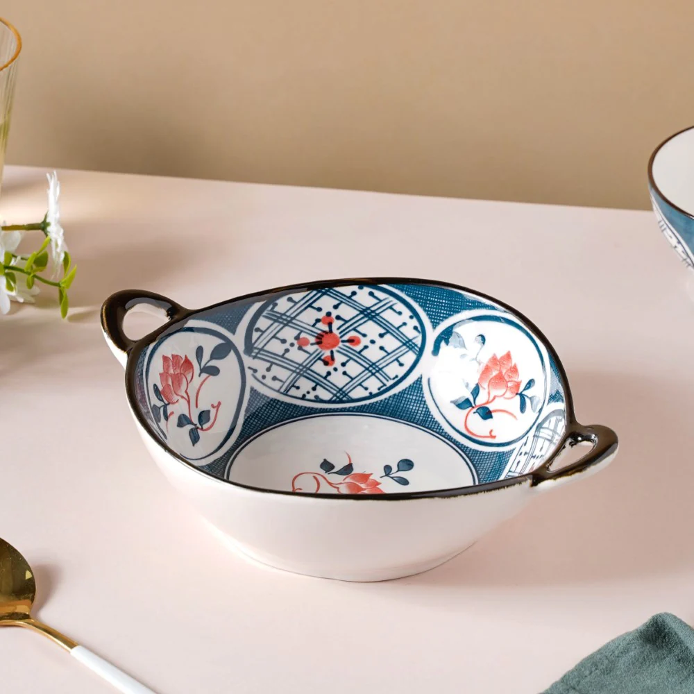 Anhui Ceramic Serving Bowl With Handles 9 Inch 500 ml - Image 6