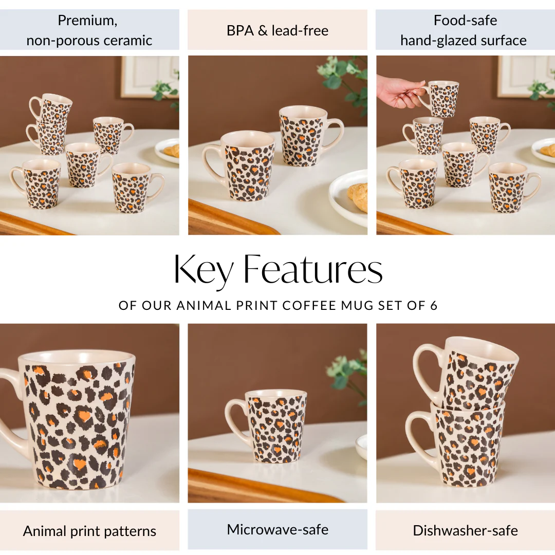 Animal Print Coffee Mug Set Of 6 220ml - Image 5