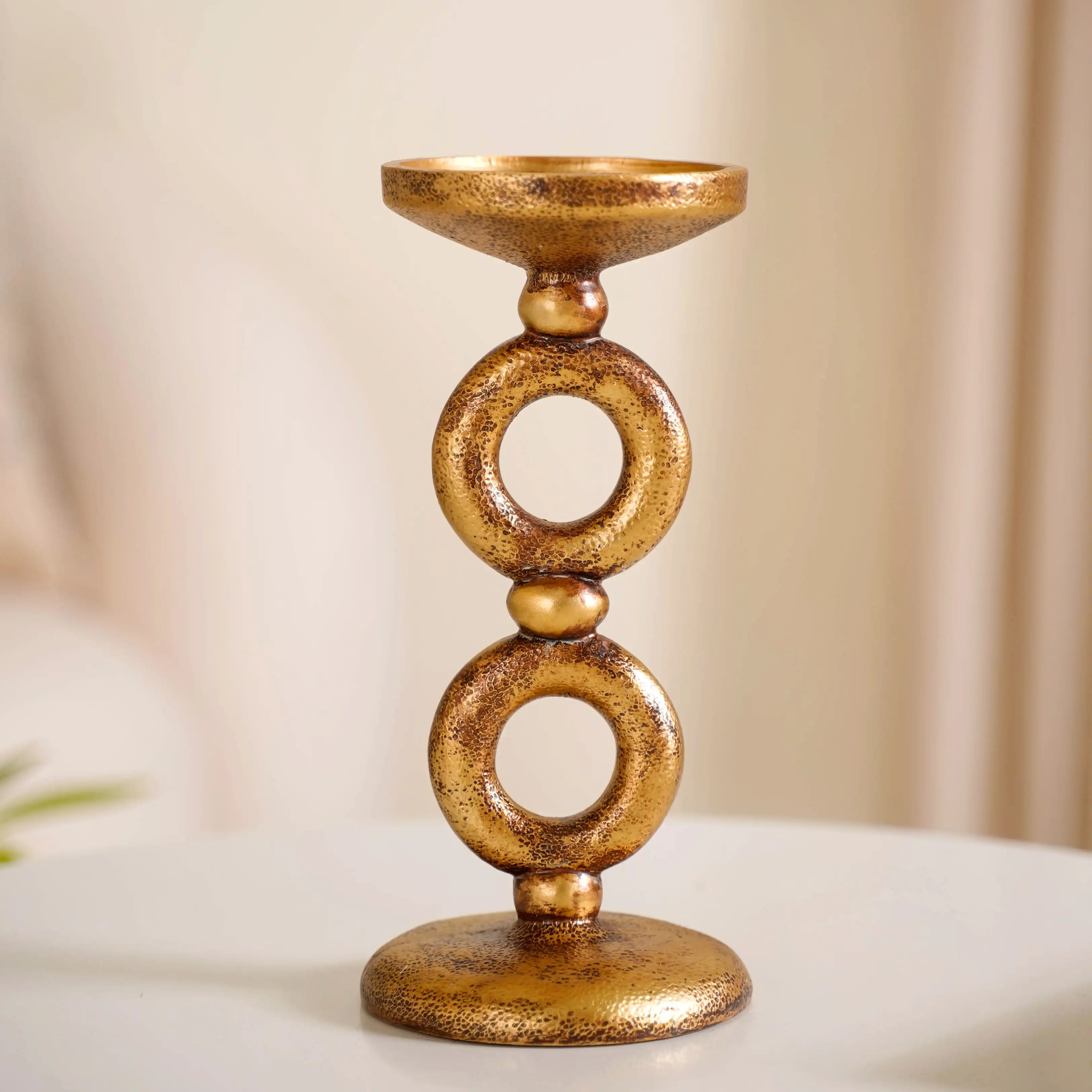 Antique Finish Rings Candle Stand Gold - Image 9