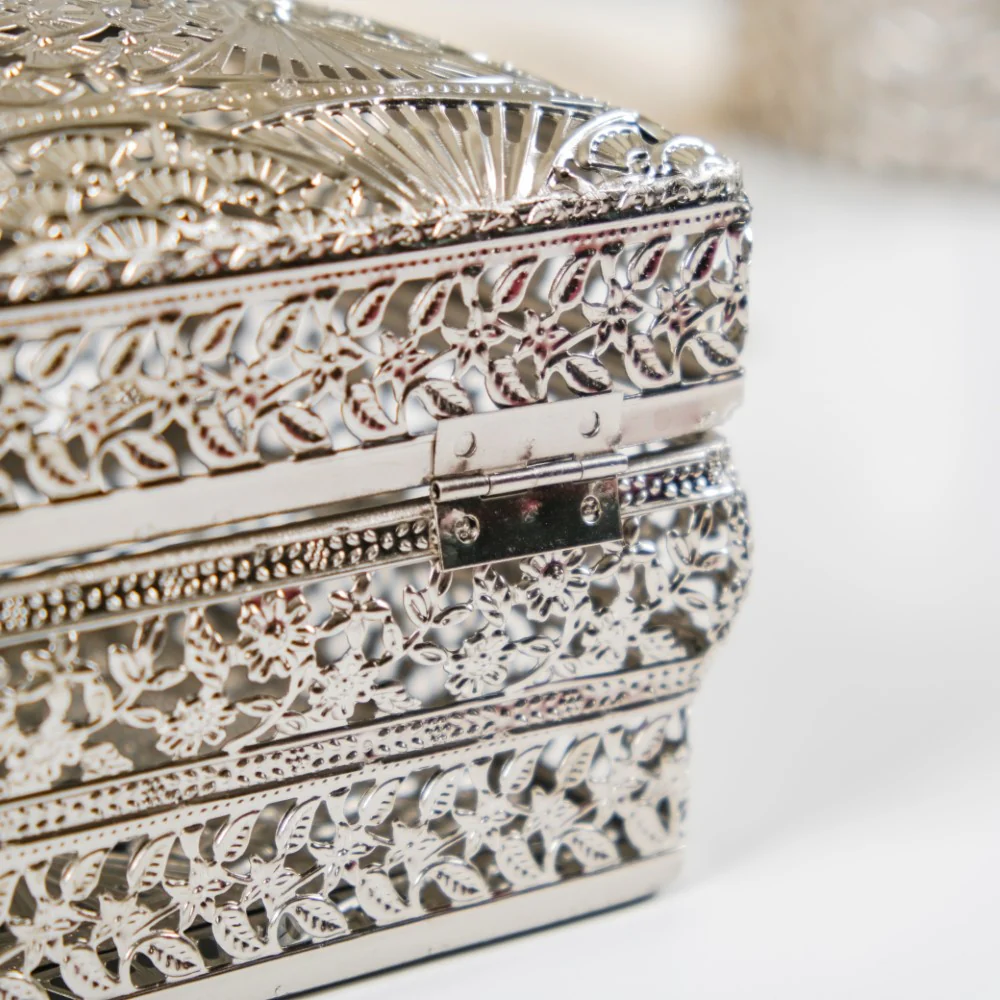 Antique Metal Gift Box Silver Set Of 2 - Image 14