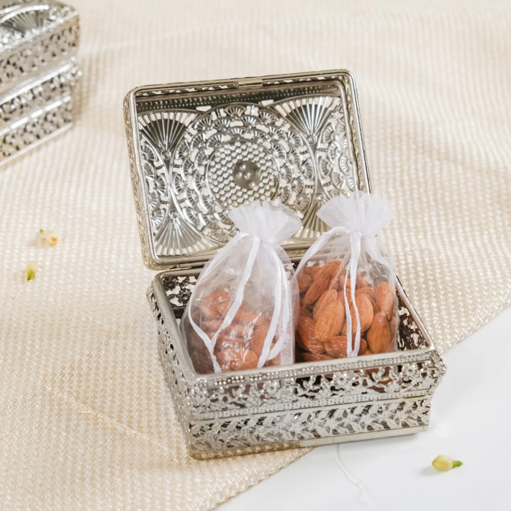 Antique Metal Gift Box Silver Set Of 2 - Image 9