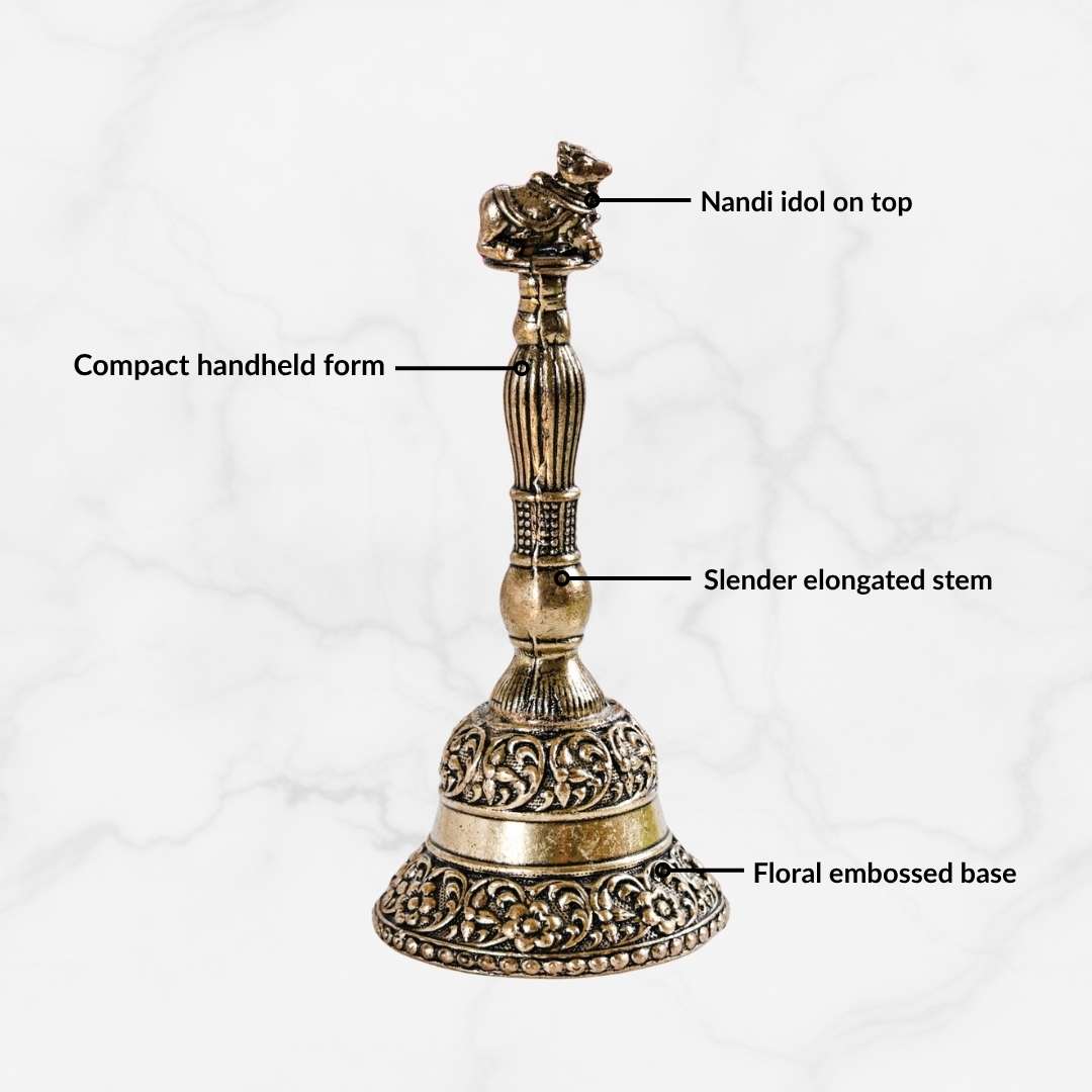 Antique Pure Brass Nandi Pooja Ghanti With Gift Box 10cm - Image 5