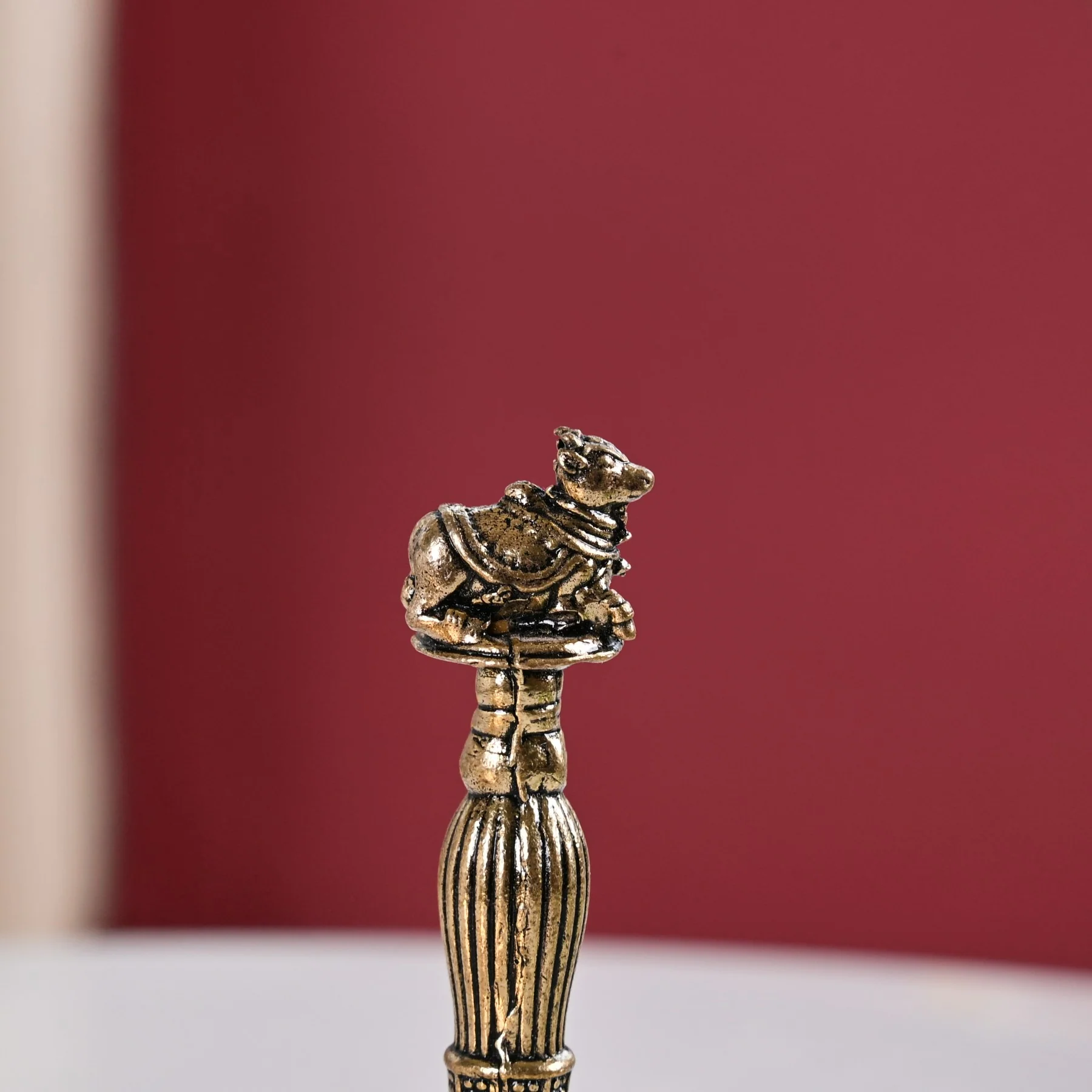Antique Pure Brass Nandi Pooja Ghanti With Gift Box 10cm - Image 6