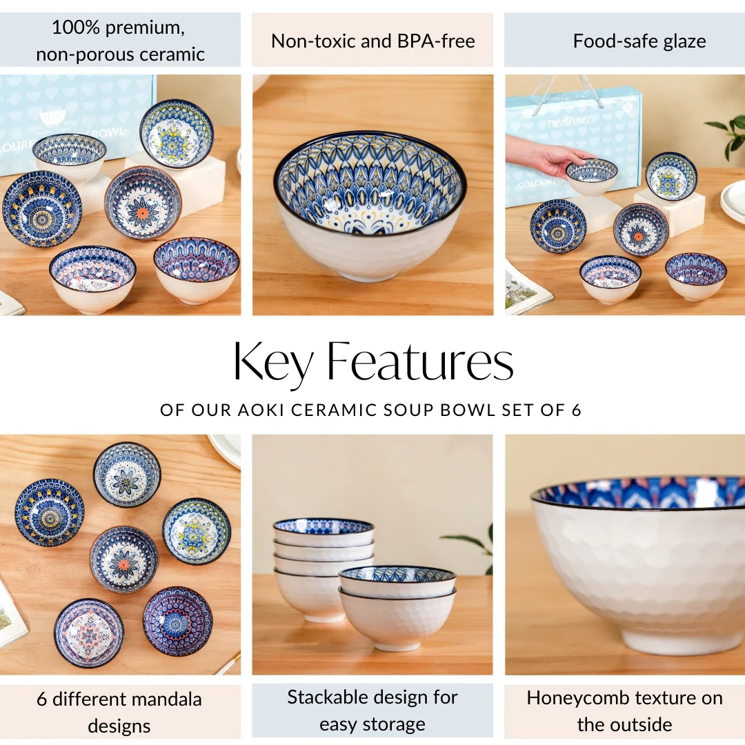 Aoki Ceramic Soup Bowl Set Of 6 300ml - Image 5