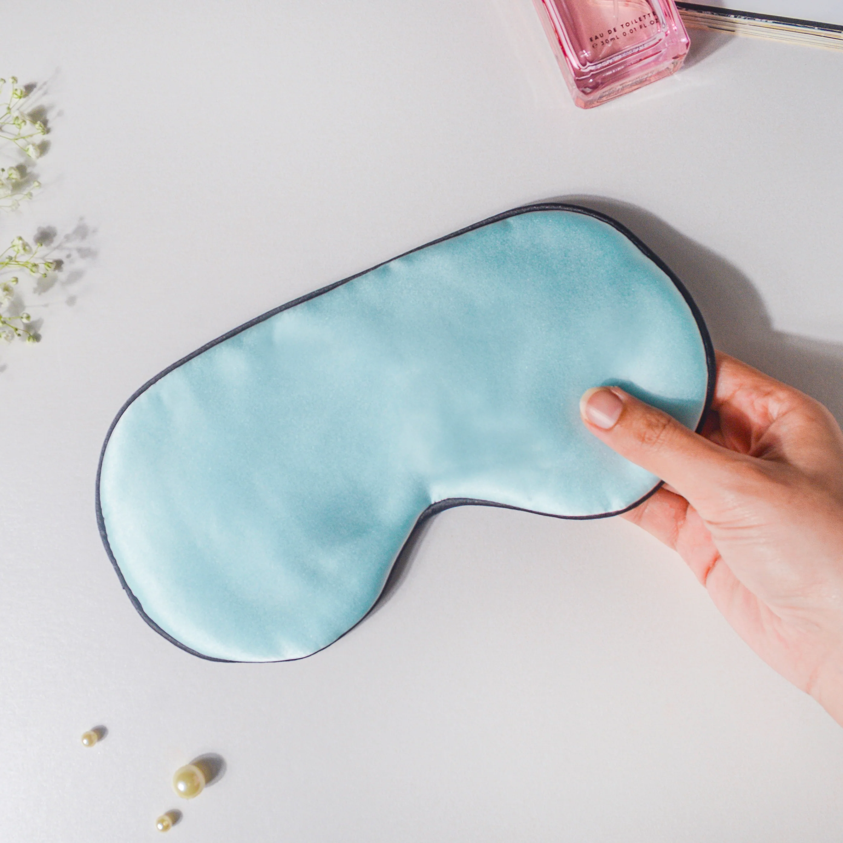 Aqua Blue Travel Eye Mask - Image 2