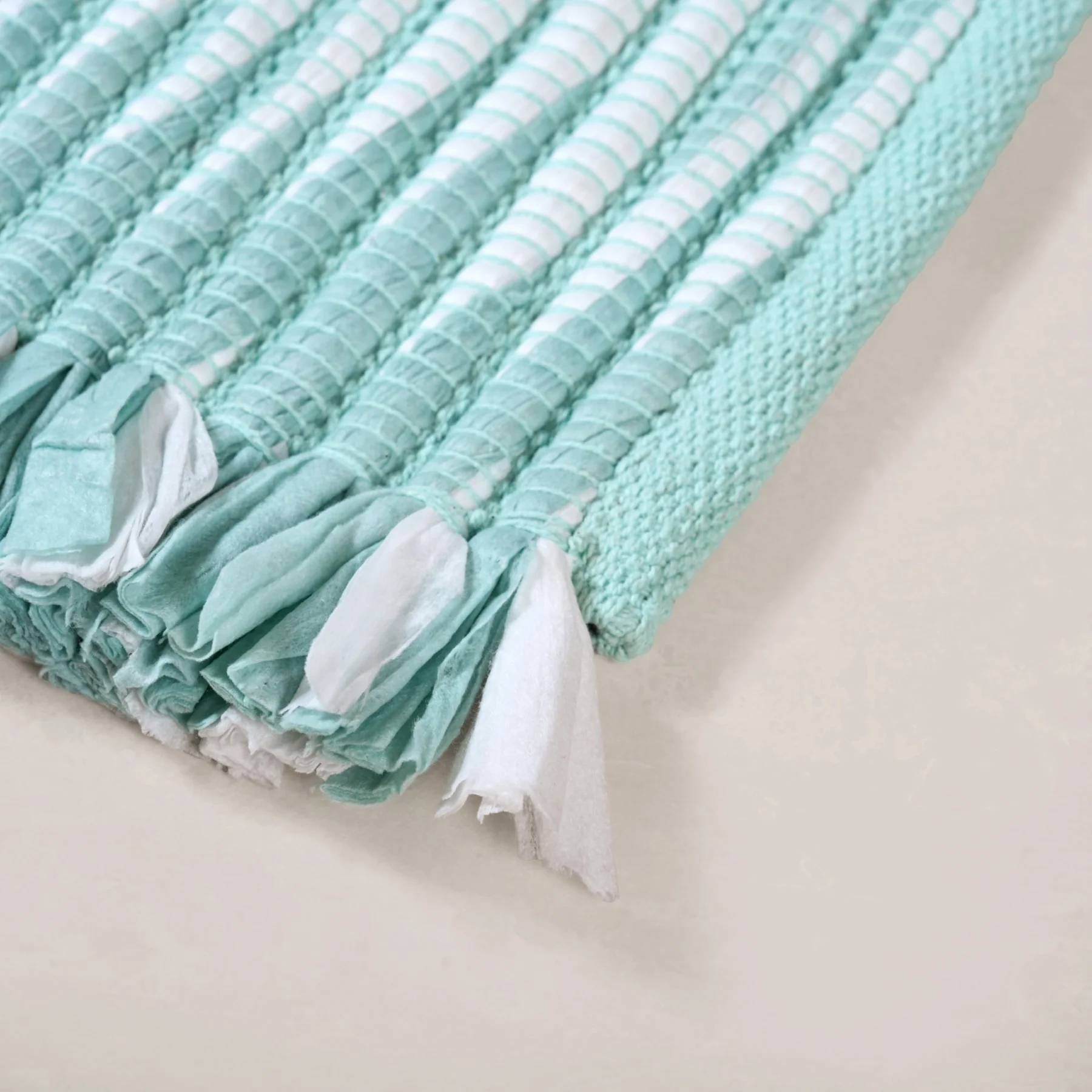 Aqua Chevron Rope Cotton Floor Mat 85x62cm - Image 4