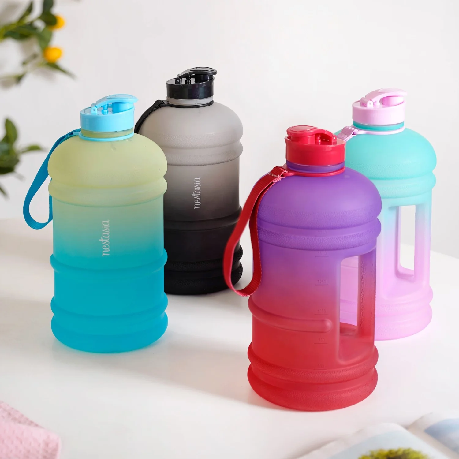 AquaBurst Large Gym Water Bottle With Handle Ombre Purple Red 2200ml - Image 11