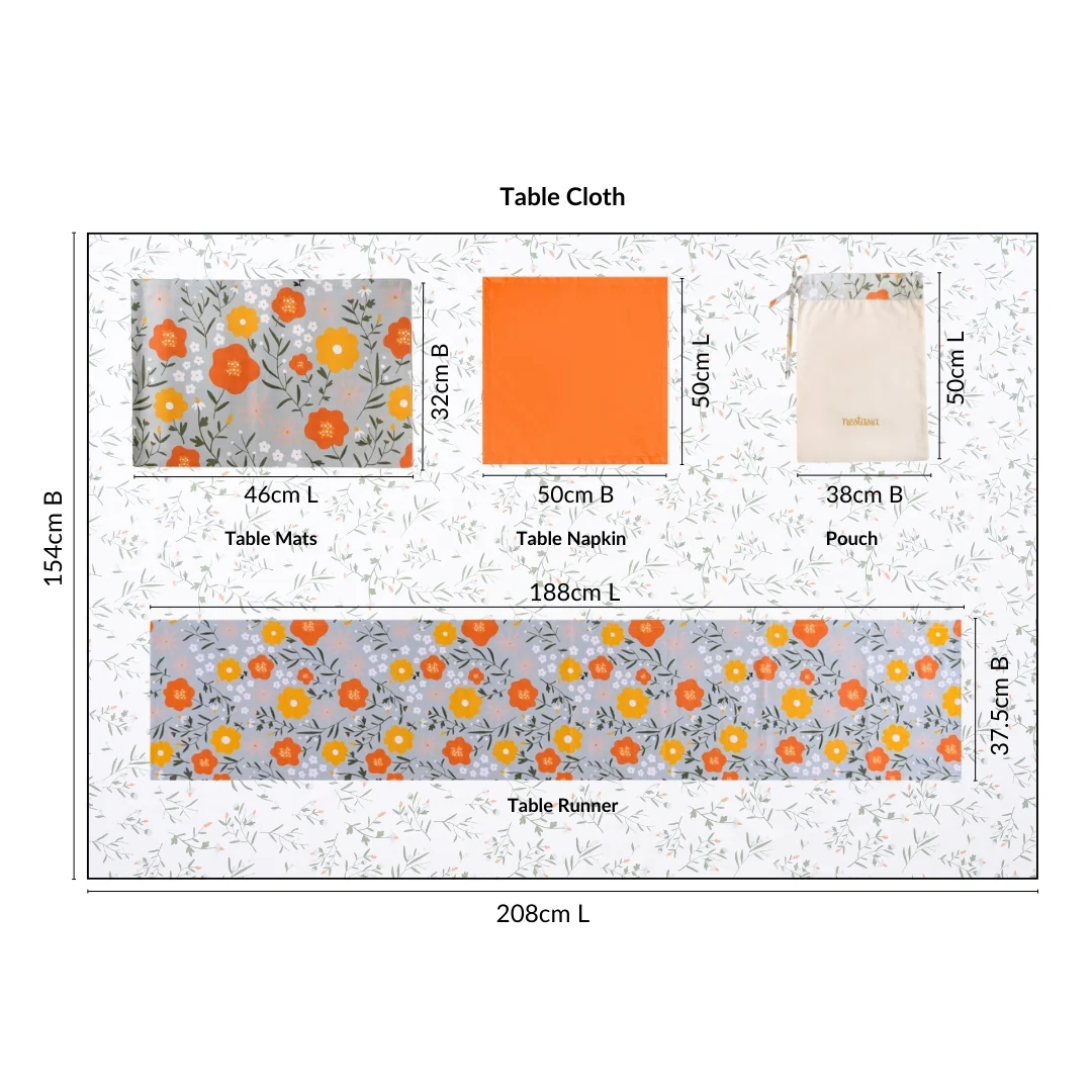 Arancia Complete Table Linen Set With Mats Napkins Runners And Table Cloth - Image 4