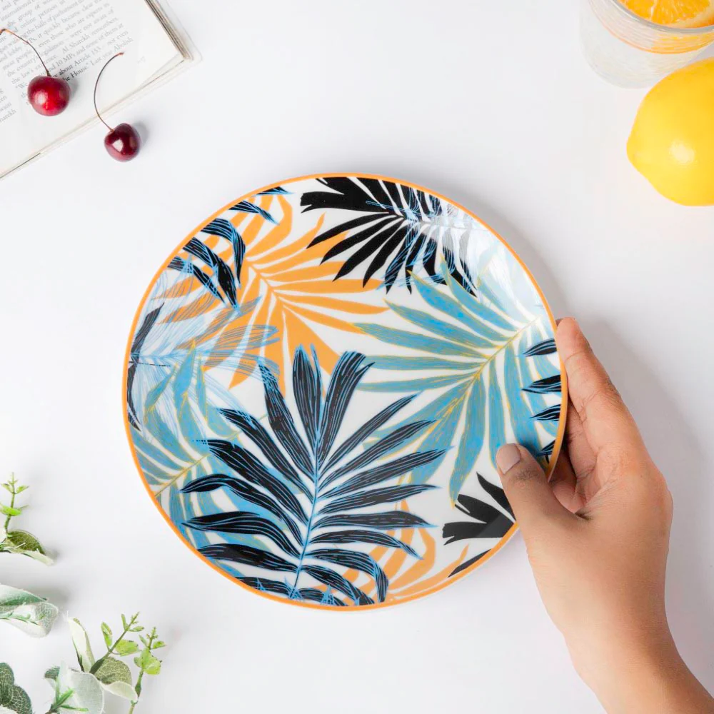 Areca Decal Ceramic Snack Plate 8 Inch - Image 2