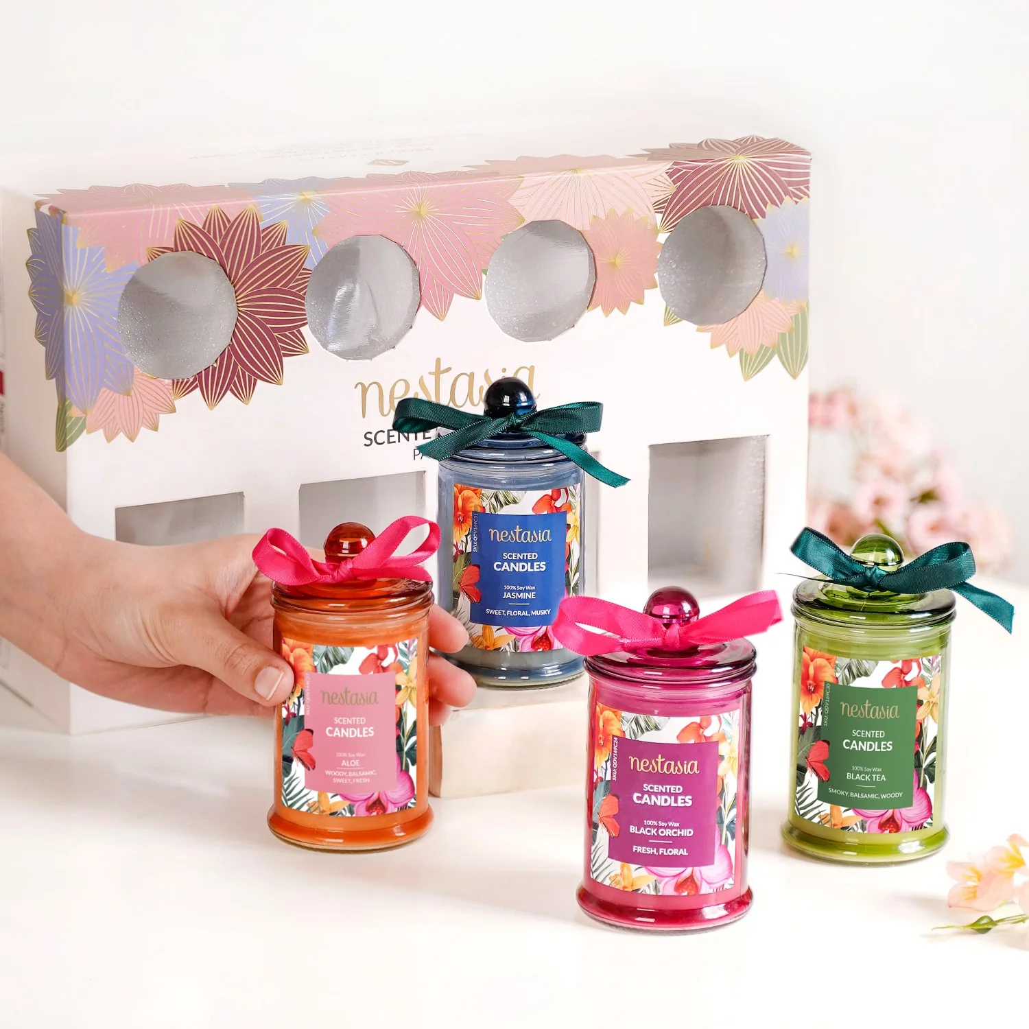 Aroma Quartet Scented Candle Set Of 4 With Gift Box - Image 3
