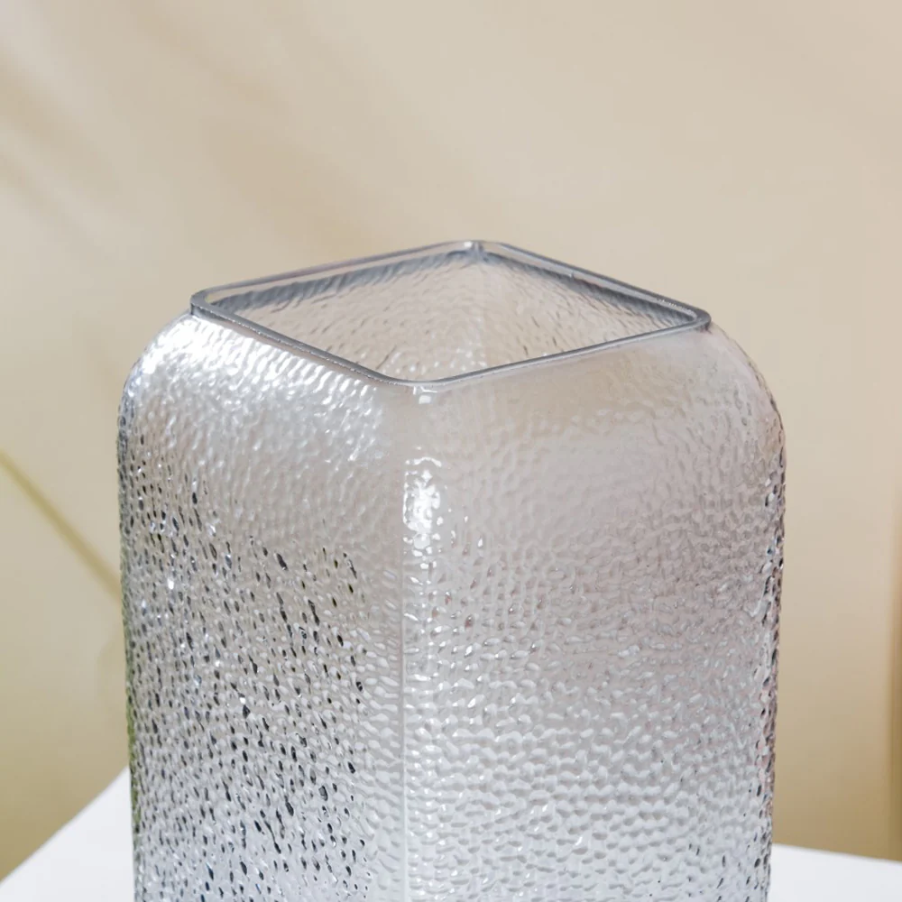 Art Deco Pebble Patterned Glass Vase Grey 9.5 Inch - Image 10