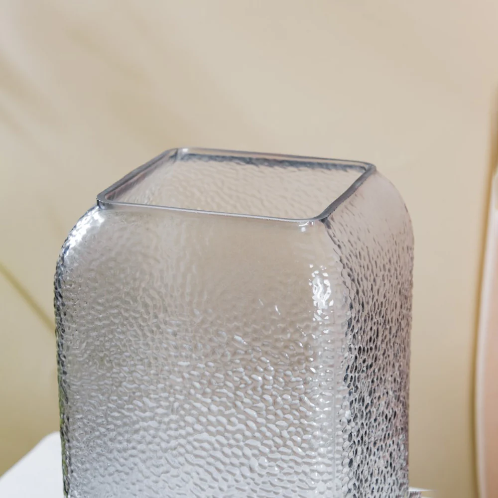 Art Deco Pebble Patterned Glass Vase Grey 9.5 Inch - Image 8