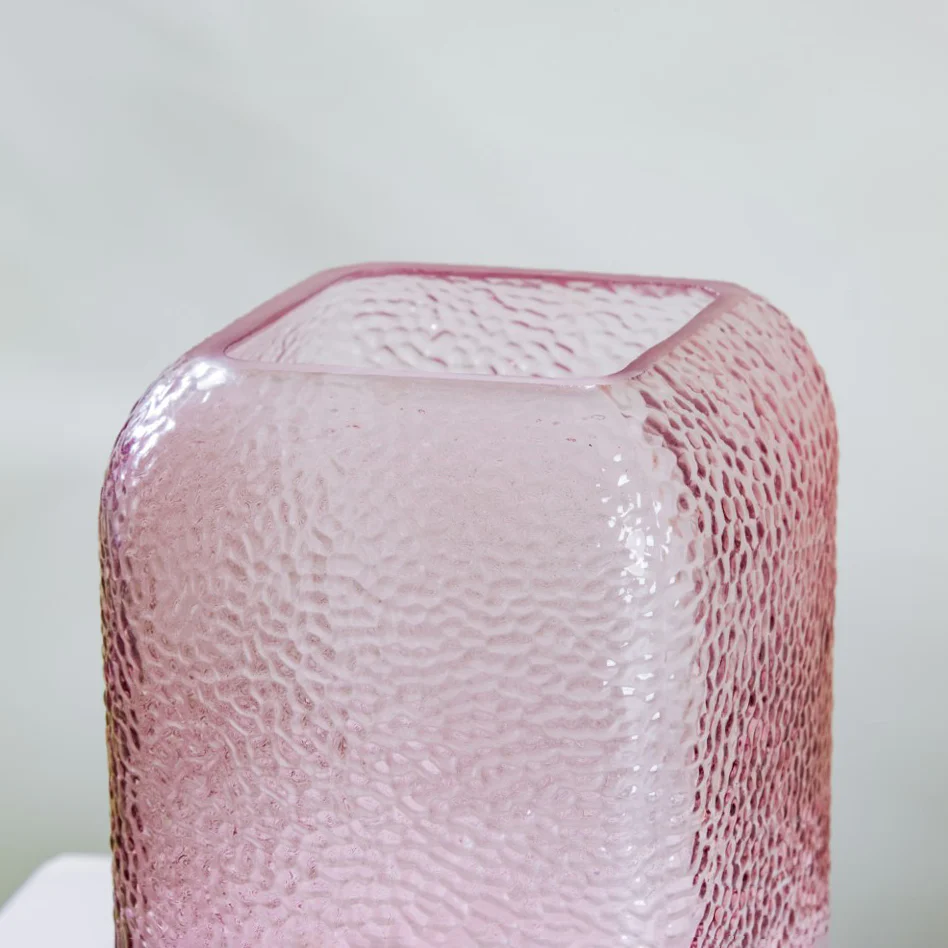 Art Deco Pebble Patterned Glass Vase Purple 7.5 Inch - Image 8