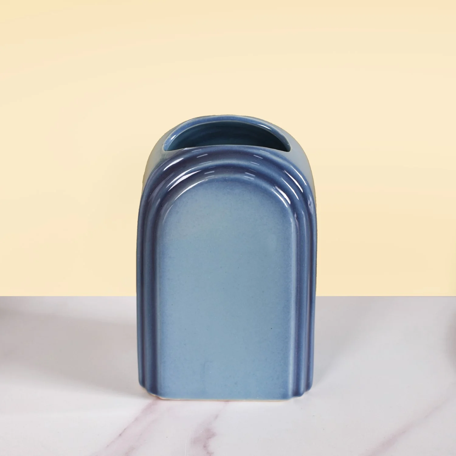 Art Deco Stoneware Bathroom Set of 3 Ocean Blue - Image 12