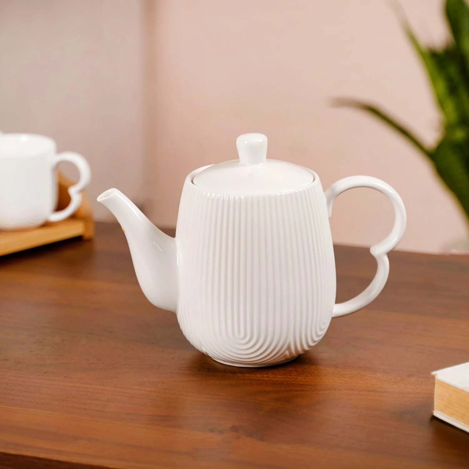 Art Deco Style Ceramic Tea Set With Wooden Serving Tray - Image 5