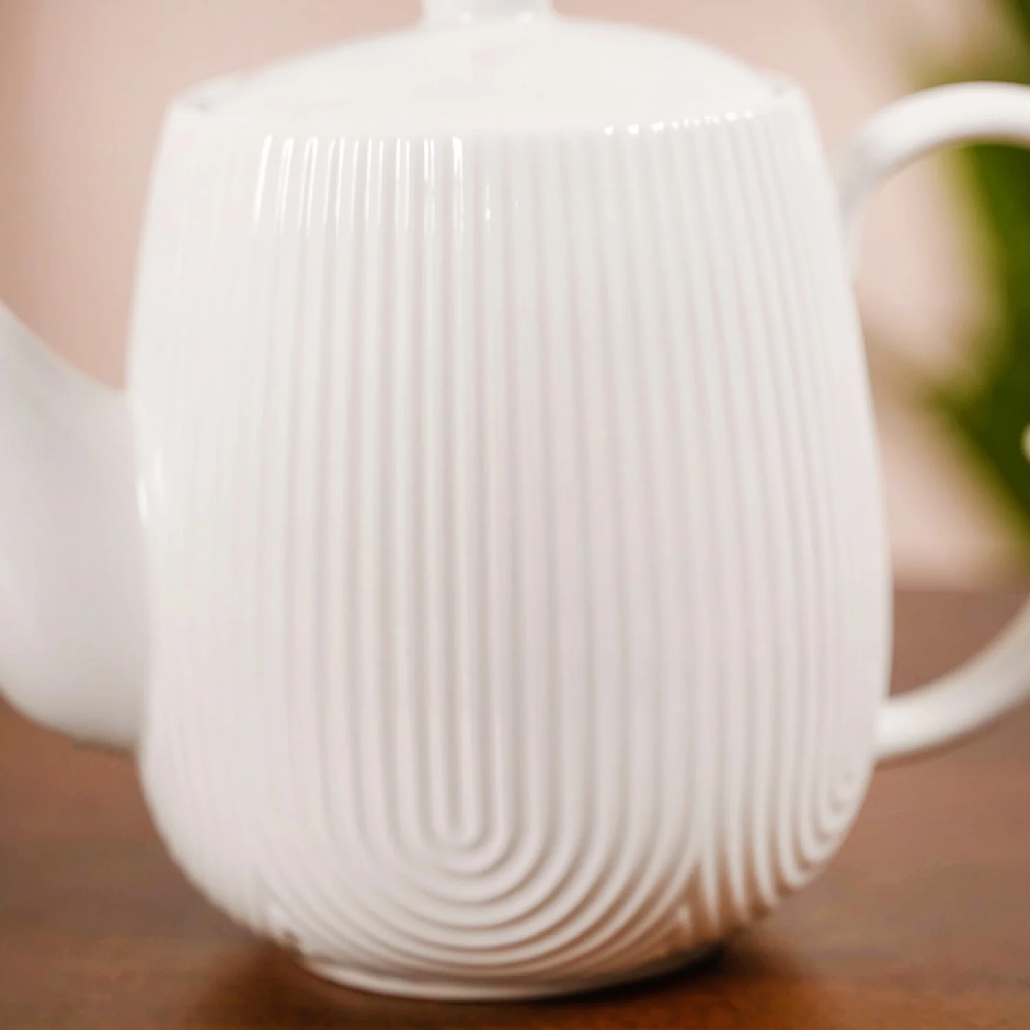 Art Deco Style Ceramic Tea Set With Wooden Serving Tray - Image 6