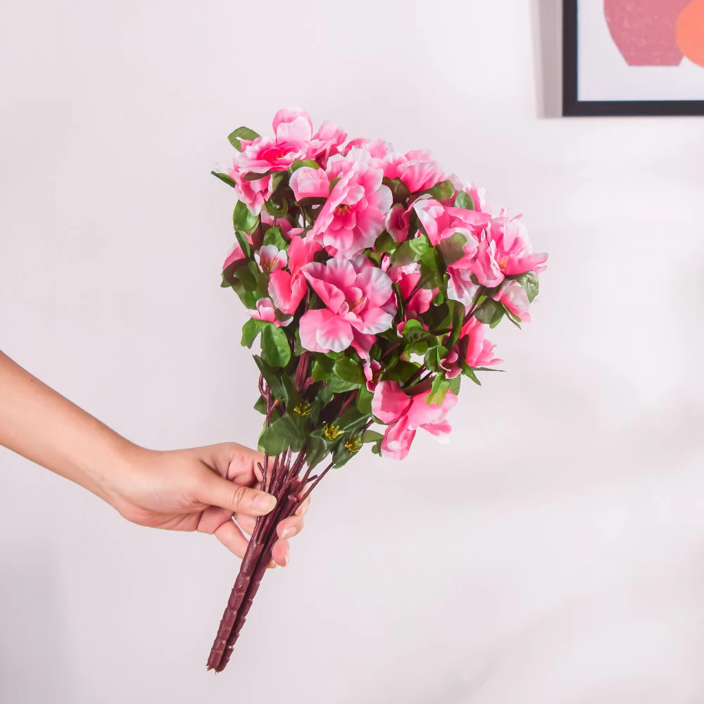 Artificial Azalea Bouquet Pink And White Set Of 2 - Image 2