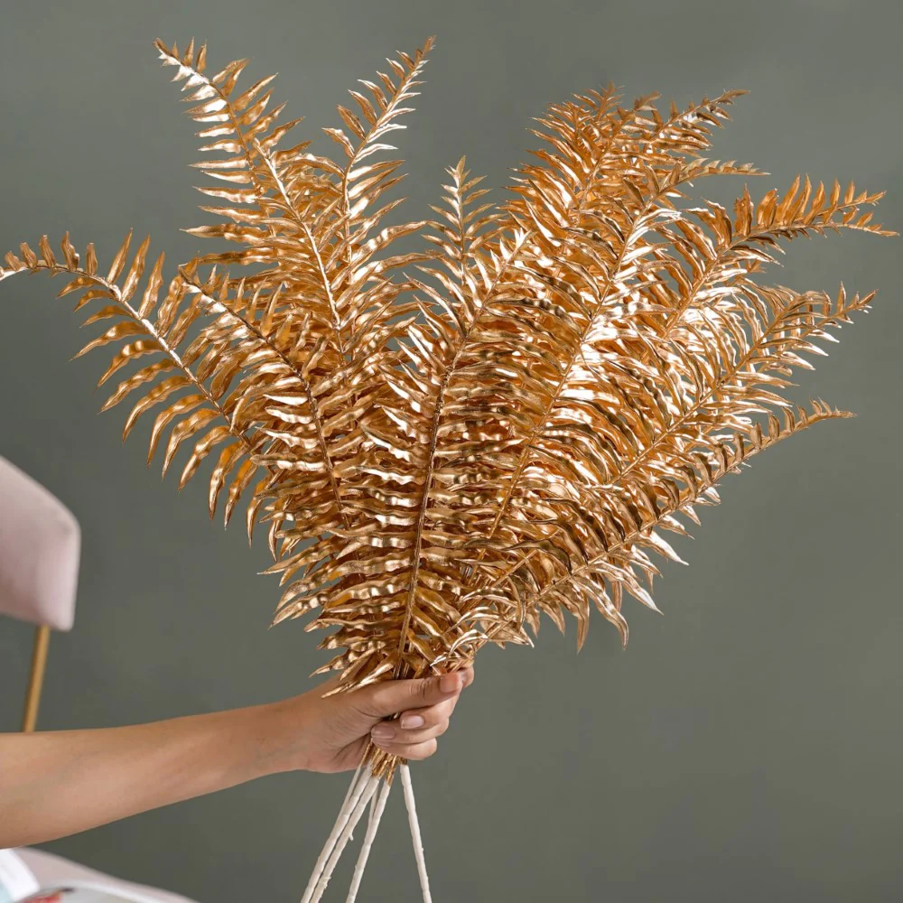 Artificial Fern Leaf Stem Gold Set Of 4 - Image 5