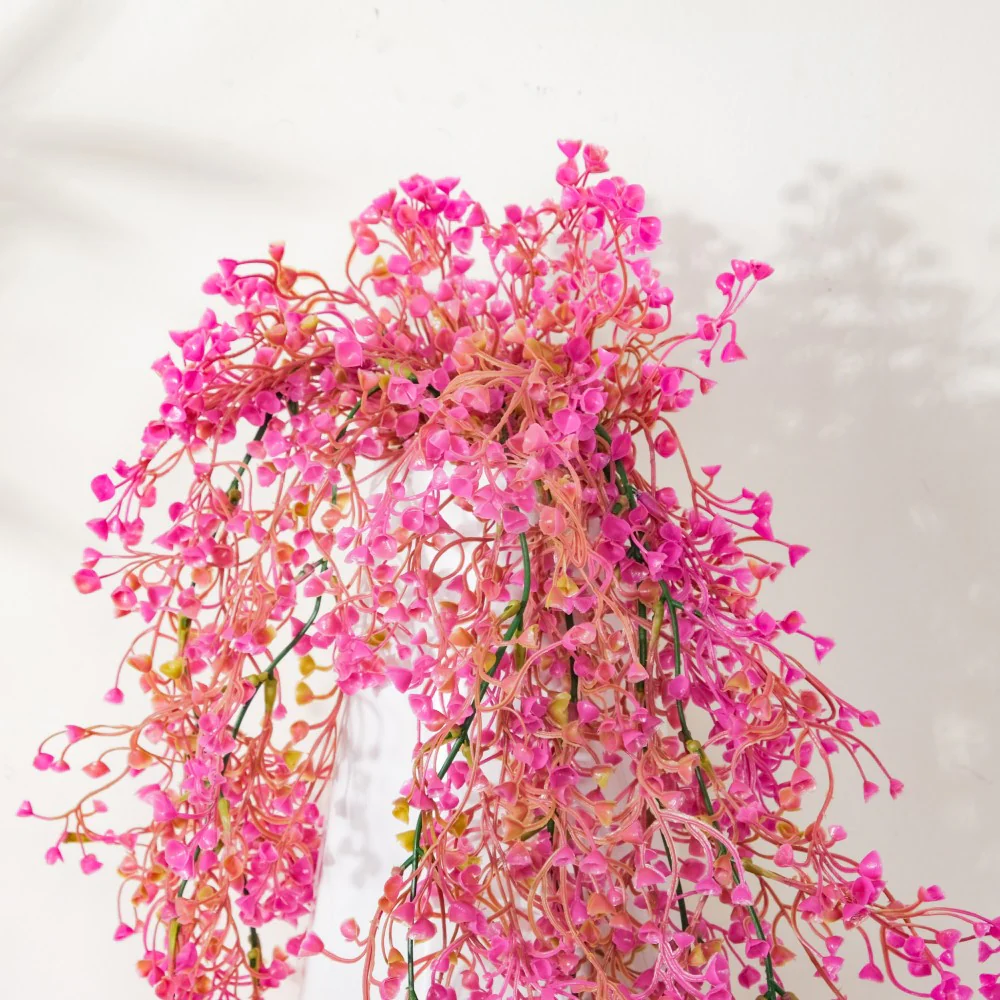 Artificial Hanging Willow Flowers Bunch Pink - Image 6