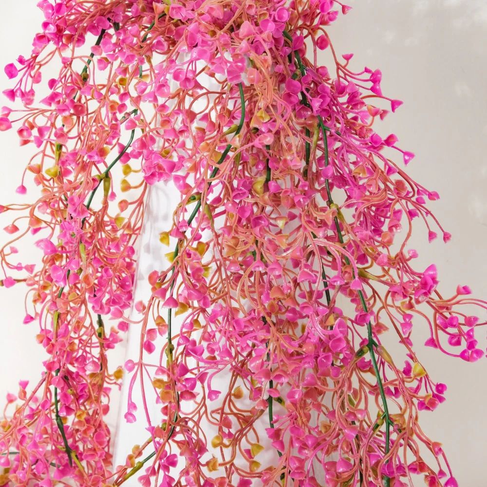 Artificial Hanging Willow Flowers Bunch Pink - Image 7