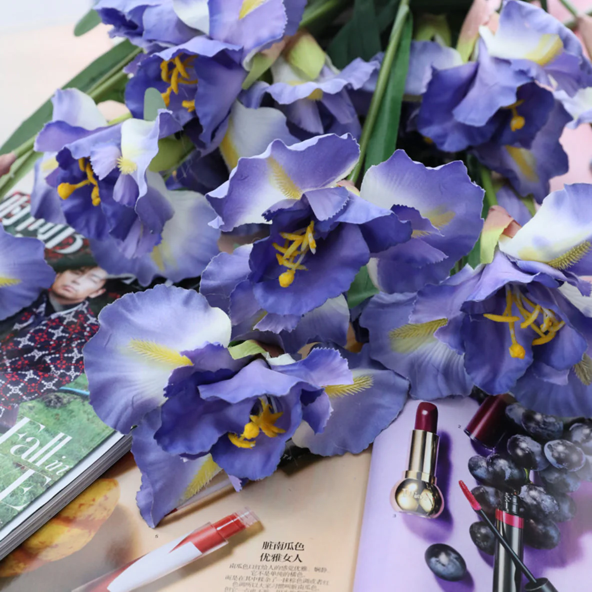 Artificial Iris Flower Light Purple Set Of 3 - Image 4