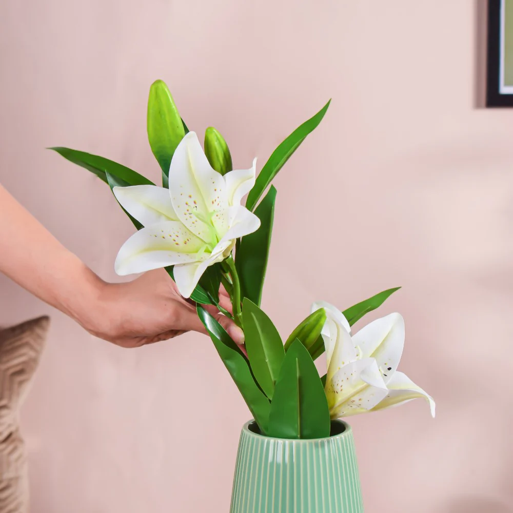 Artificial Lily Stem White Set Of 2 - Image 4