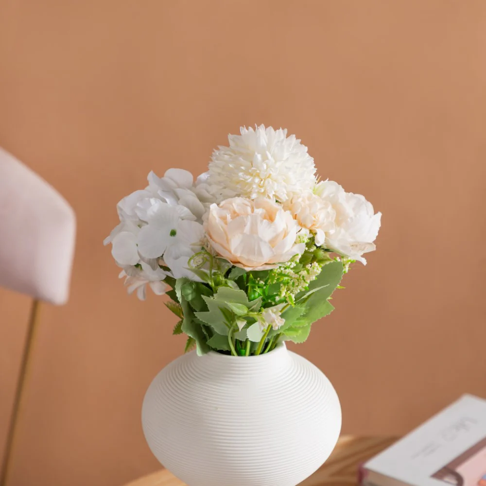 Artificial Flower Bunch Peony White - Image 5
