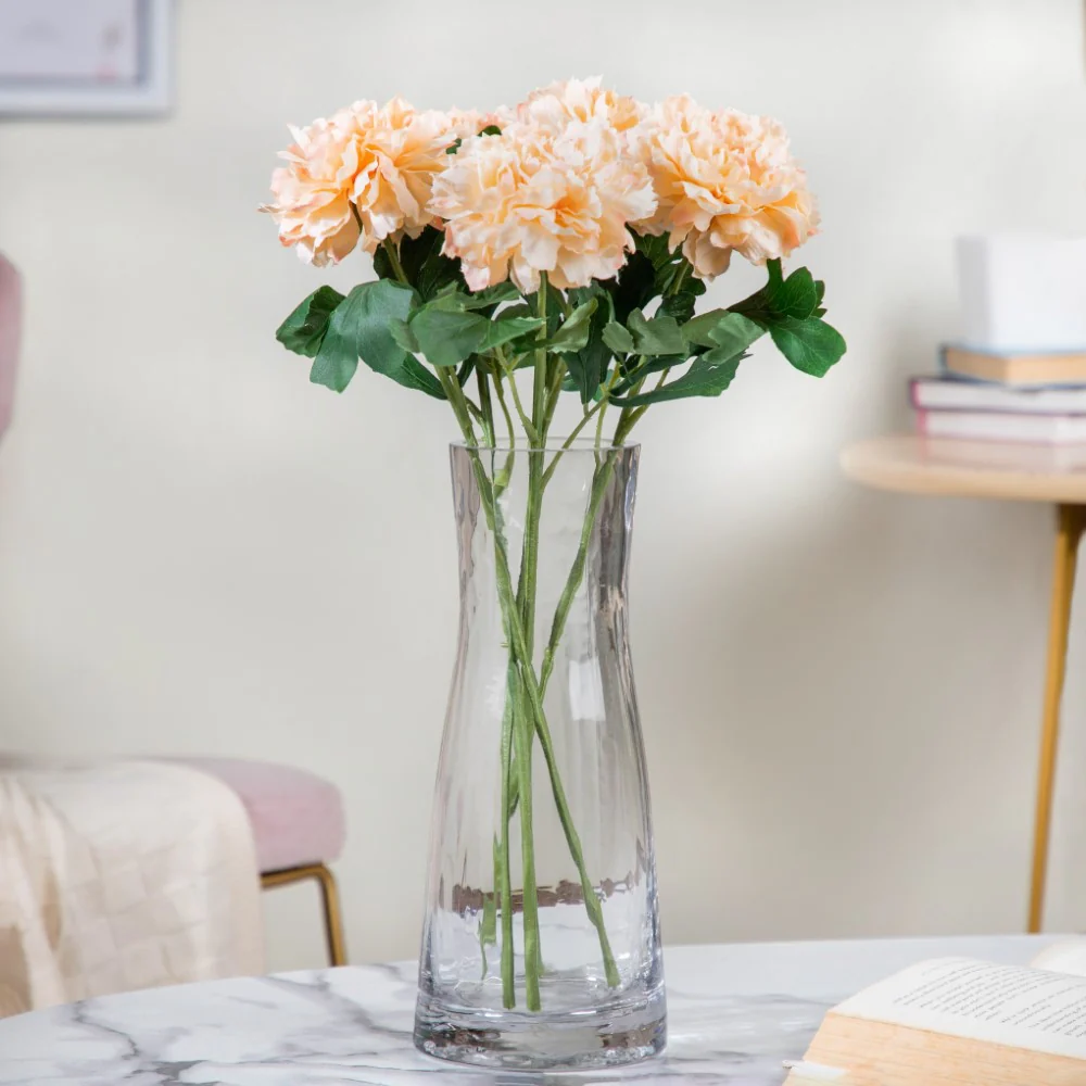 Peony Artificial Flower Peach Set Of 5