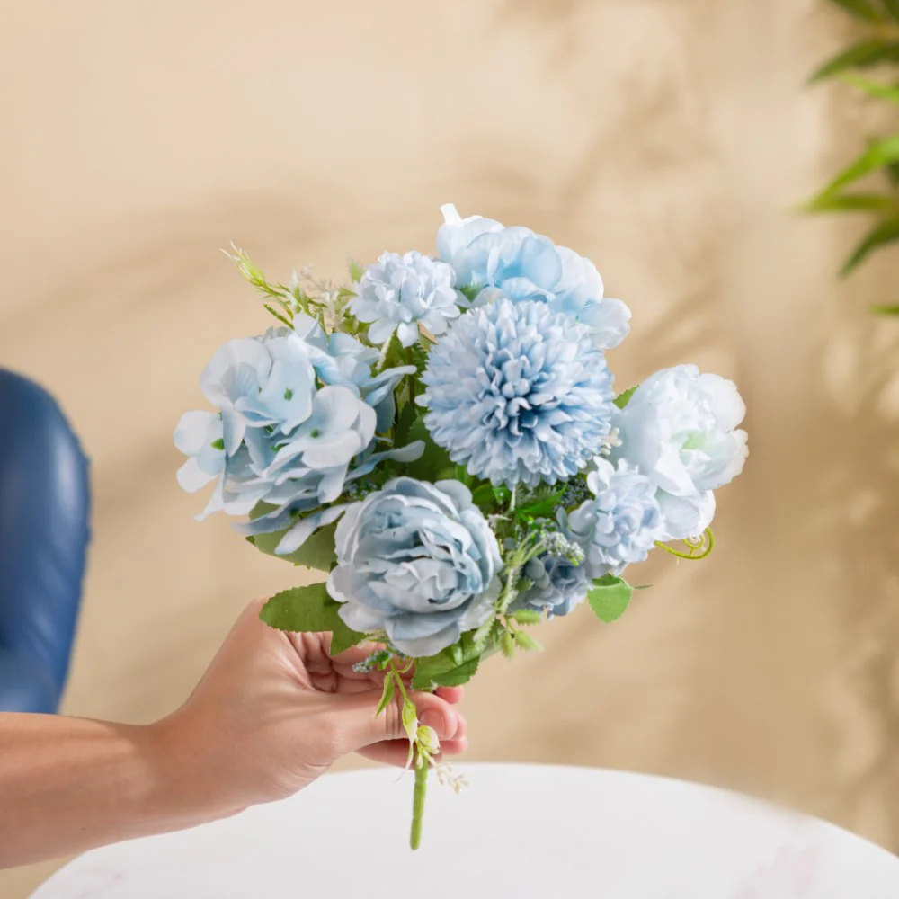 Artificial Flower Bunch Peony Blue - Image 2