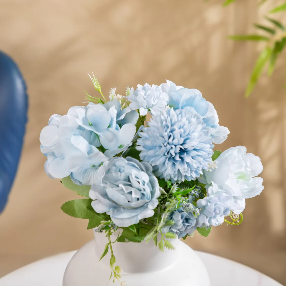 Artificial Flower Bunch Peony Blue - Image 5