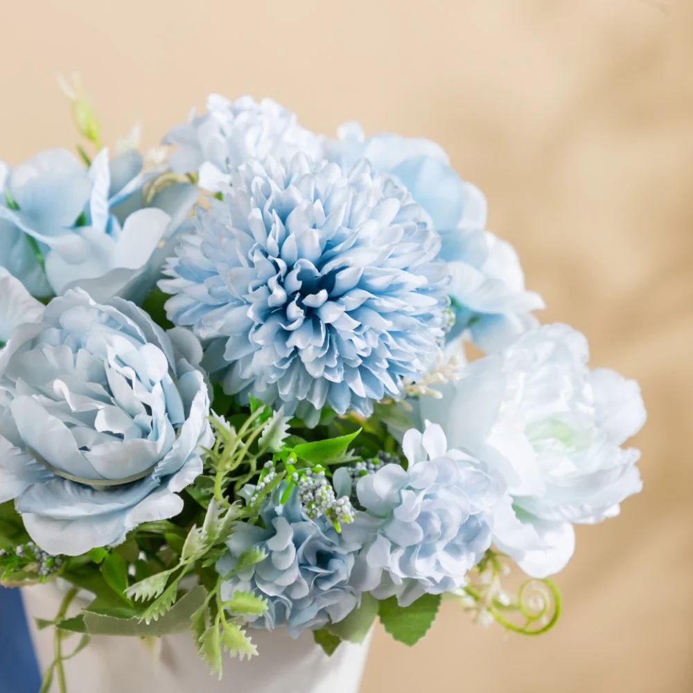Artificial Flower Bunch Peony Blue - Image 7