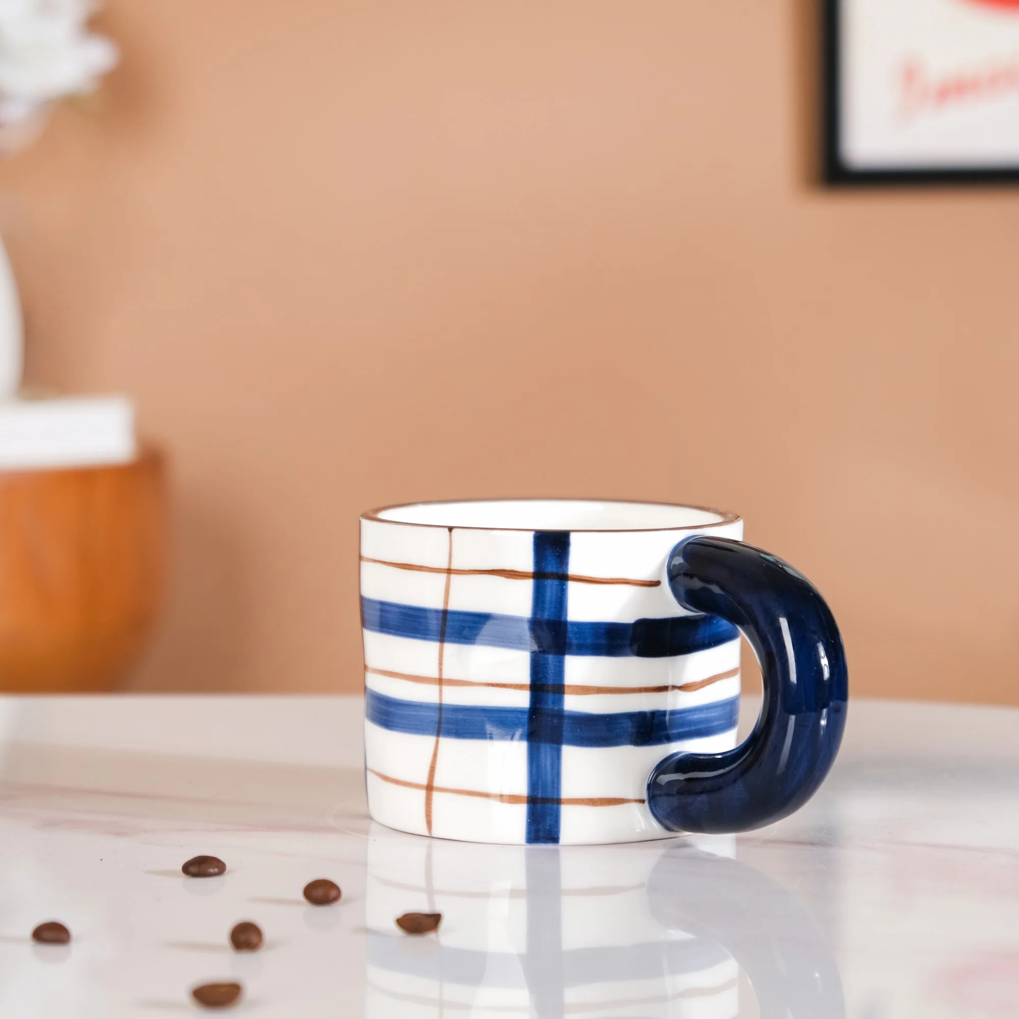 Artsy Ceramic Cup For Coffee Blue Set of 2 330ml - Image 9