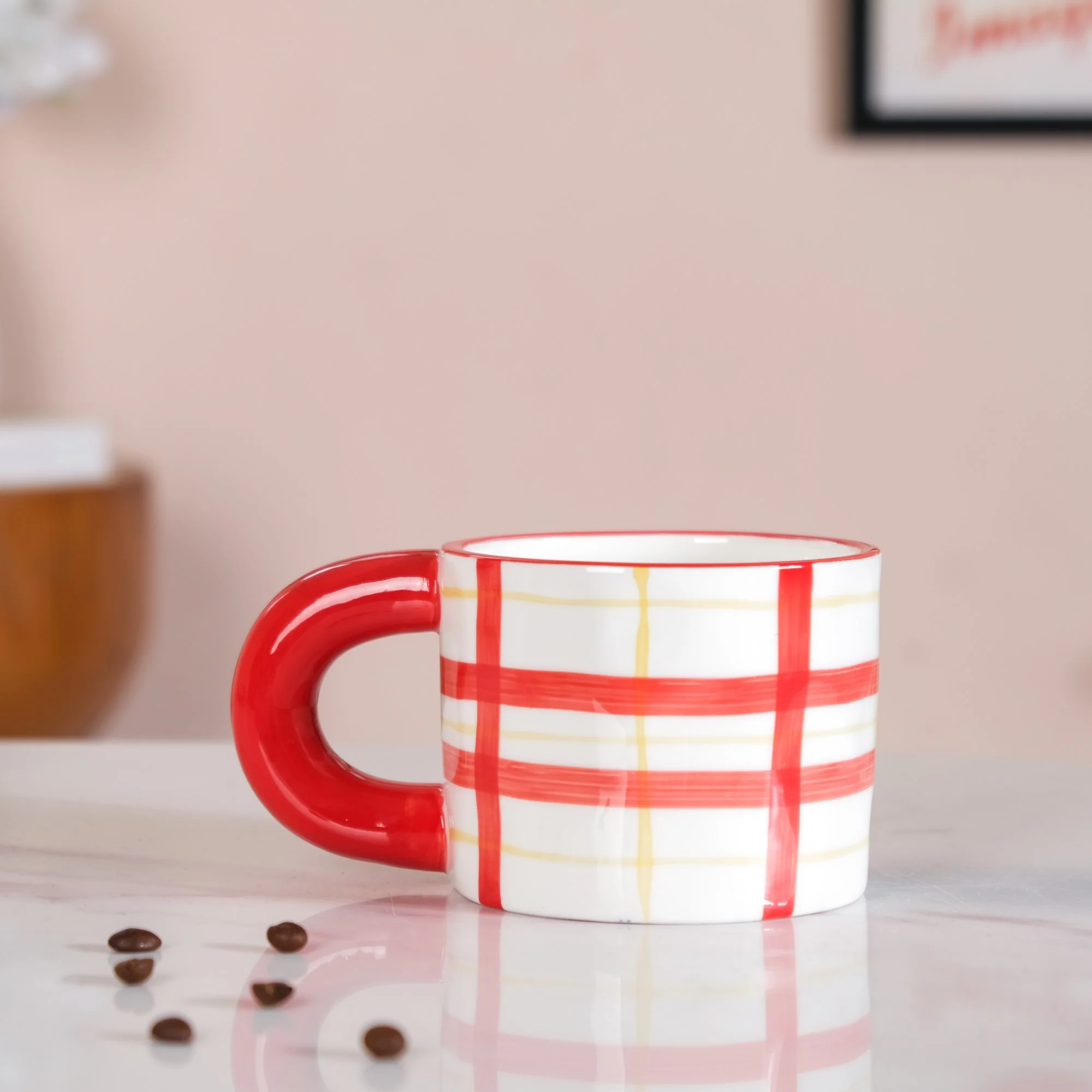Artsy Ceramic Cup For Coffee Red Set of 2 330ml - Image 5