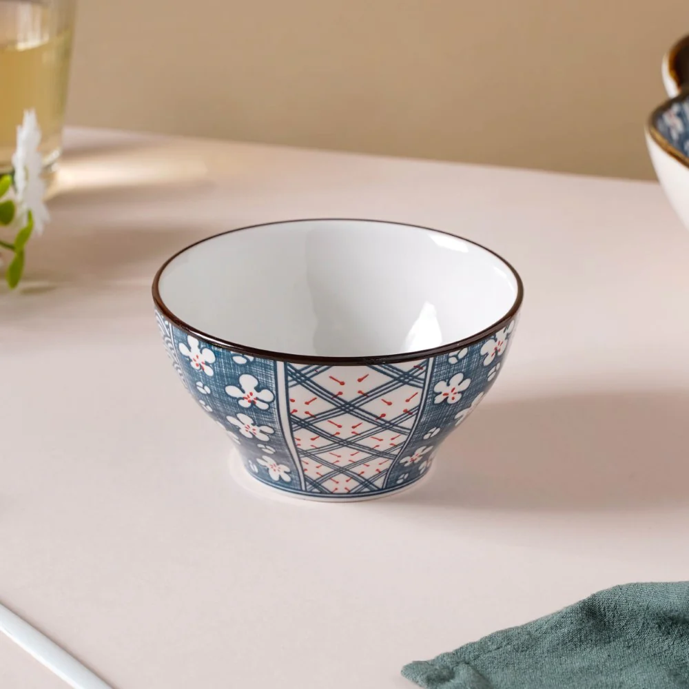Asagao Patterned Ceramic Soup Bowl 4.5 Inch 300 ml - Image 8