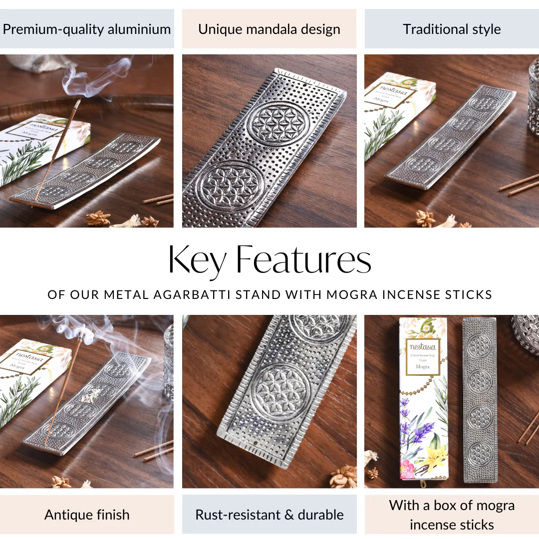 Ash Catcher Metal Agarbatti Stand With Mogra Incense Sticks - Image 6