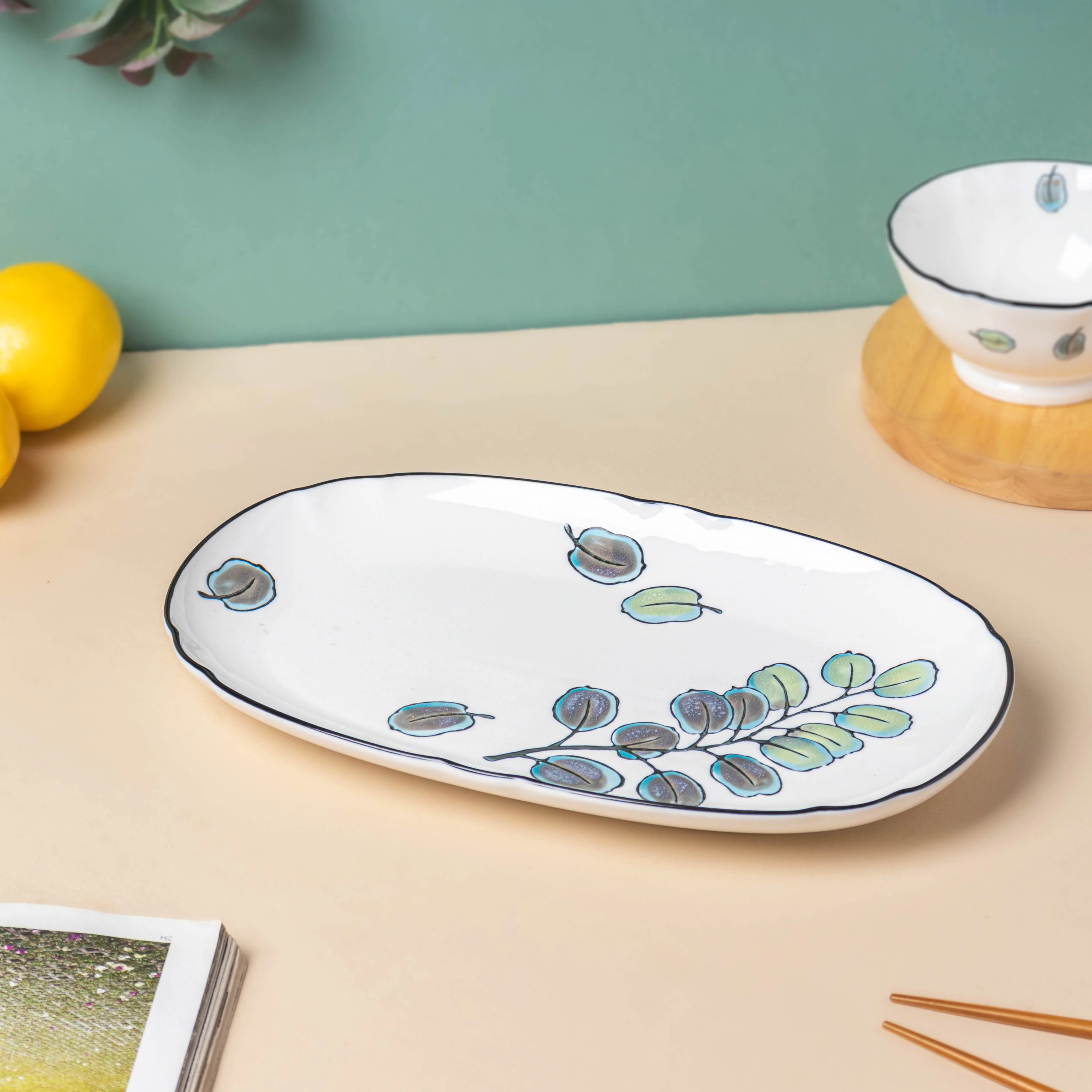 Aspen Leaves 19 Piece Pasta Set For 6 - Image 15