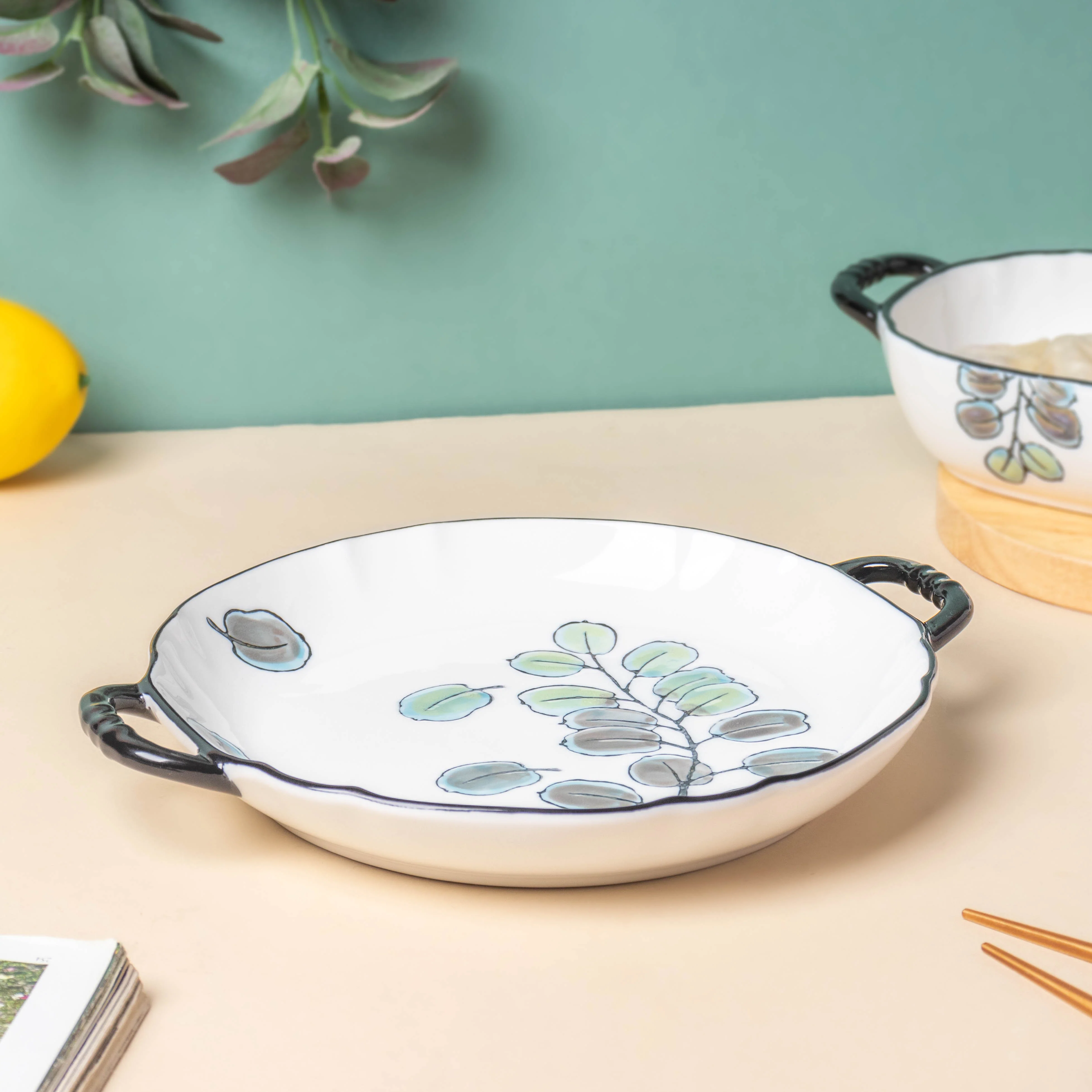 Aspen Leaves Plate With Handles 8.5 Inch - Image 4