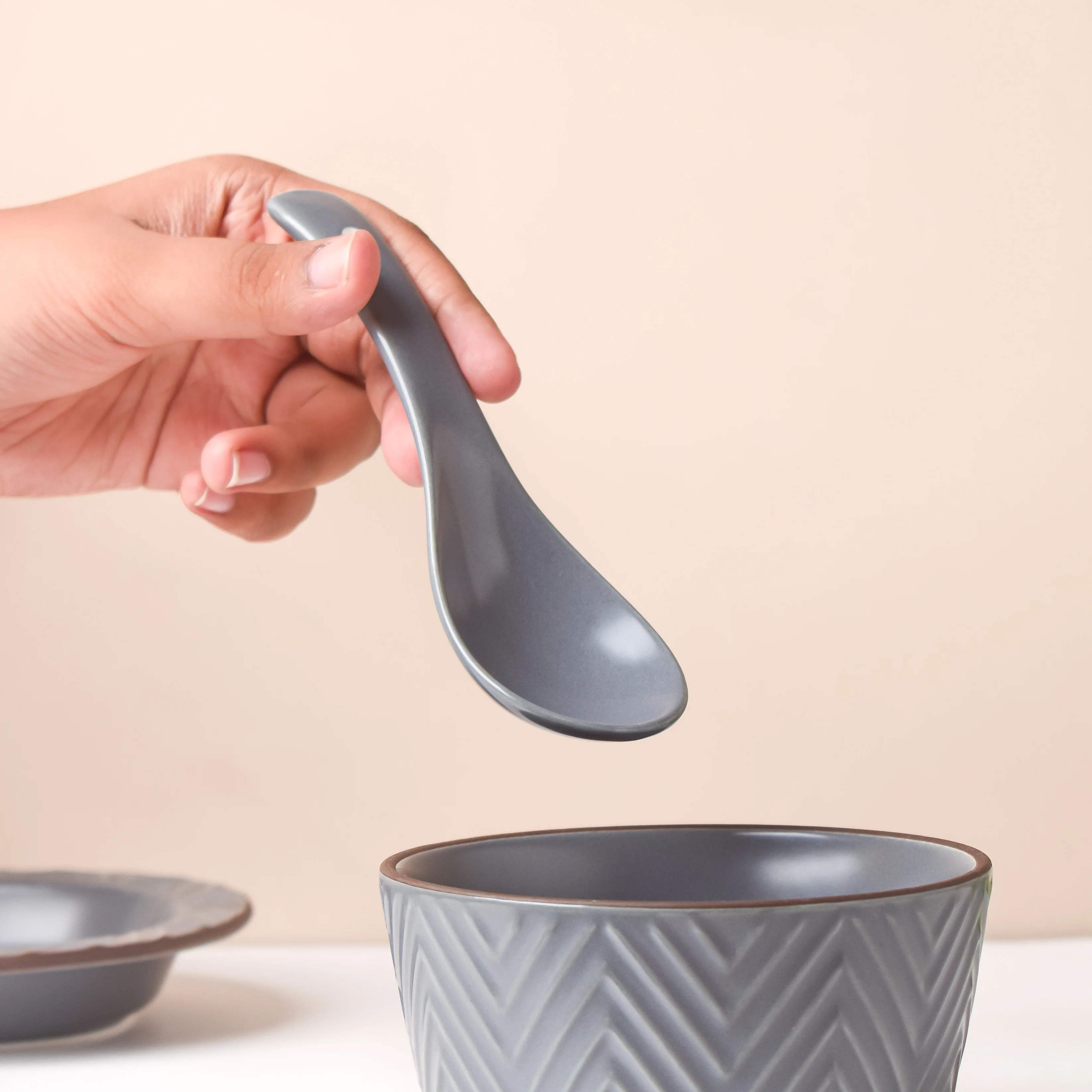 Asphalt Grey Ceramic Soup Spoon - Image 2