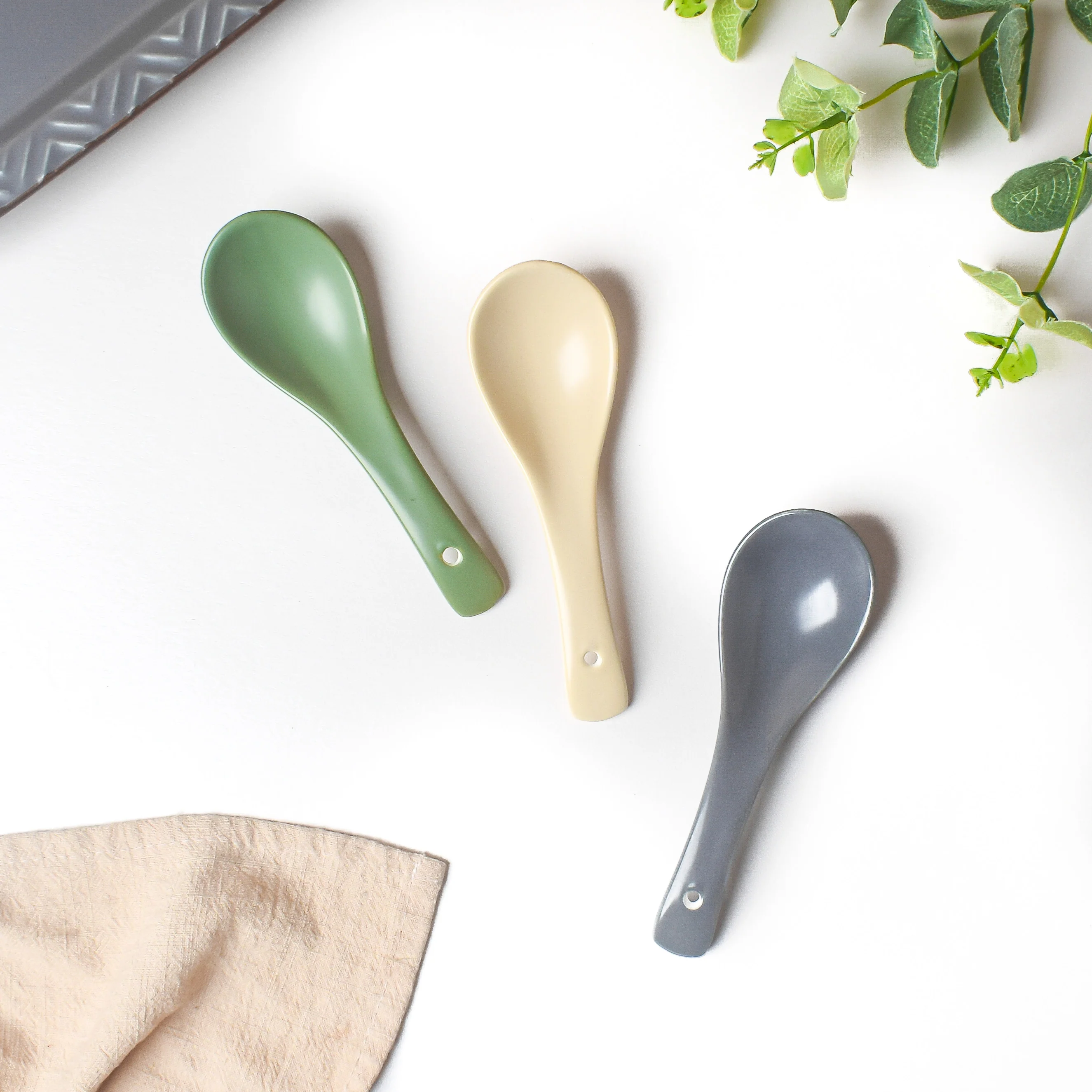 Asphalt Grey Ceramic Soup Spoon - Image 6