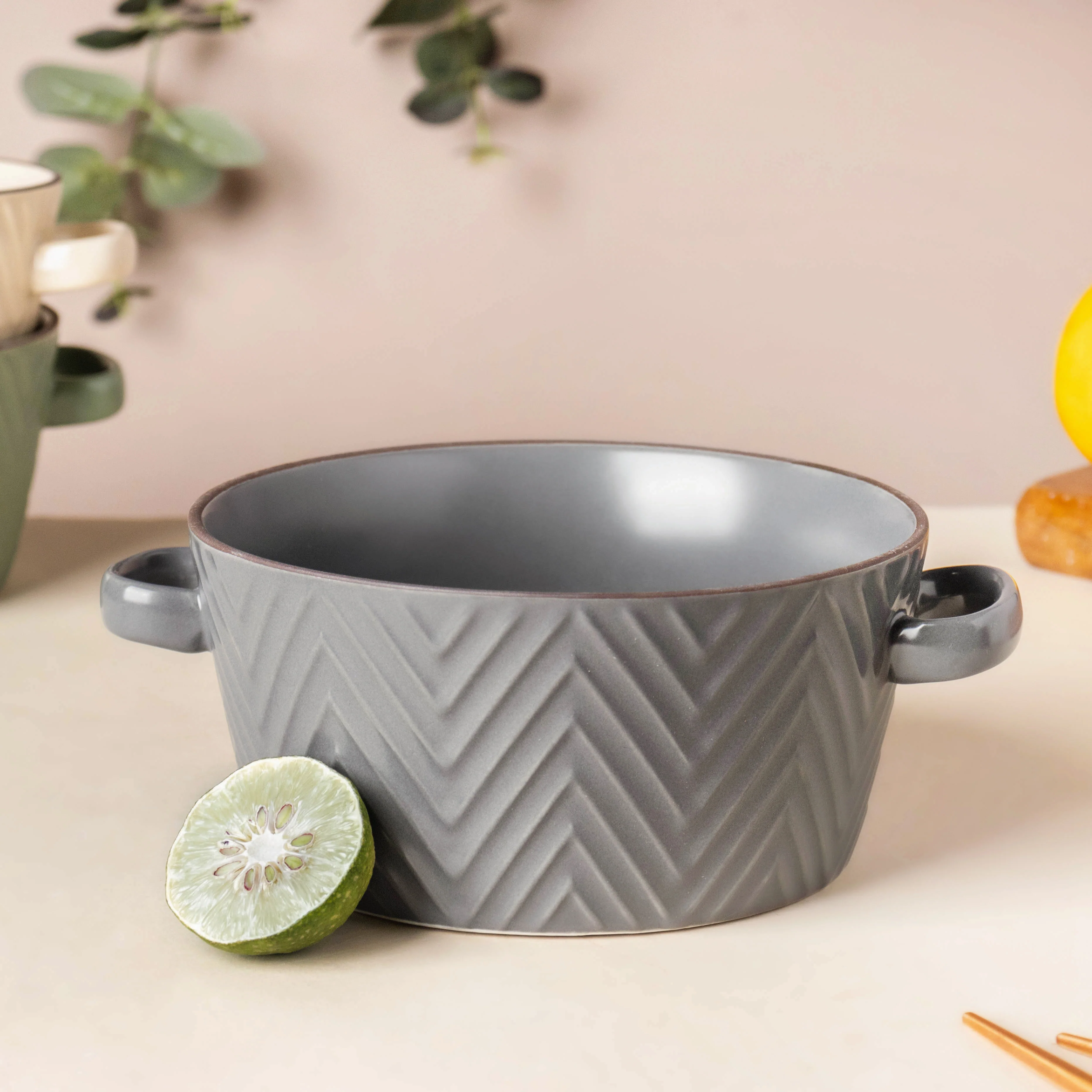 Asphalt Grey Textured Noodle Bowl - Image 6