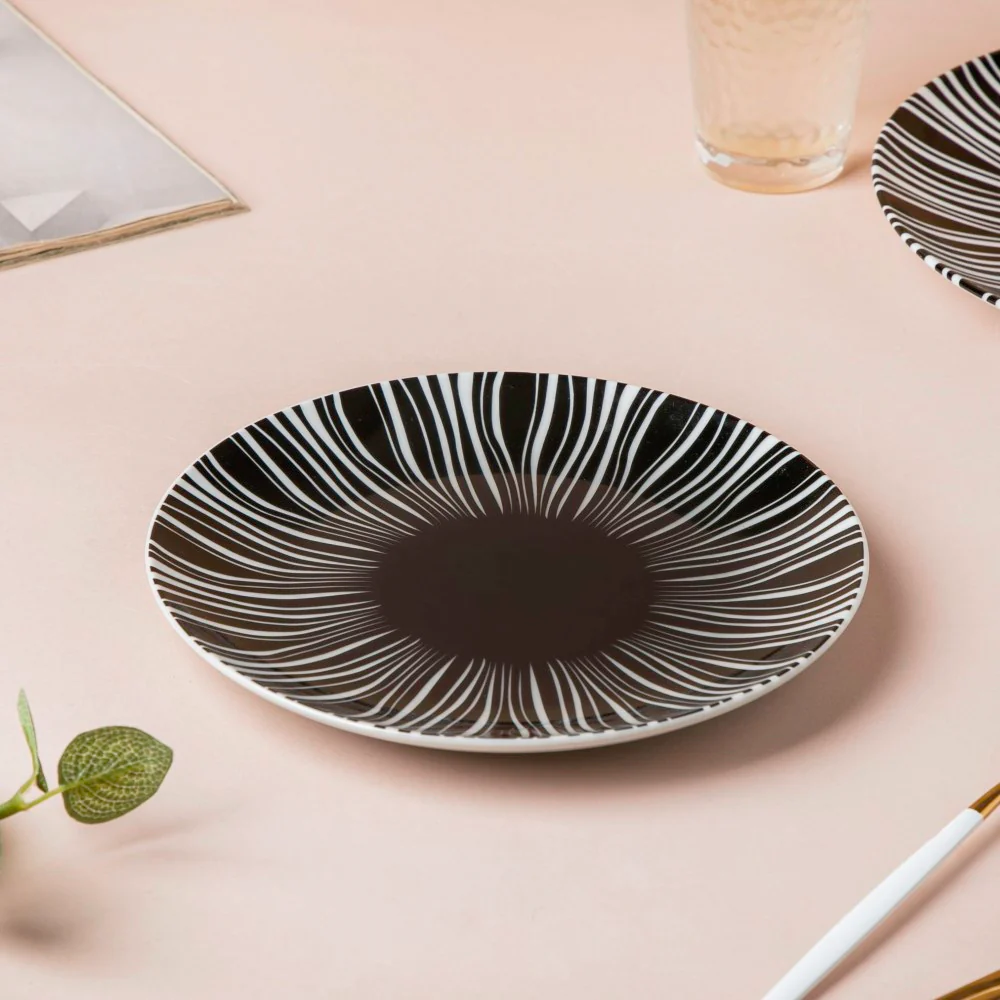 La Mode Printed Ceramic Salad Plate Black 8 Inch - Image 5